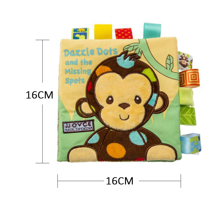 (monkey 616) Animal Style Monkey/Owl/Dog Newborn Baby Toys Learning Educational Kids Cloth Books Cute Infant Baby Fabric Book Ratteles Toy