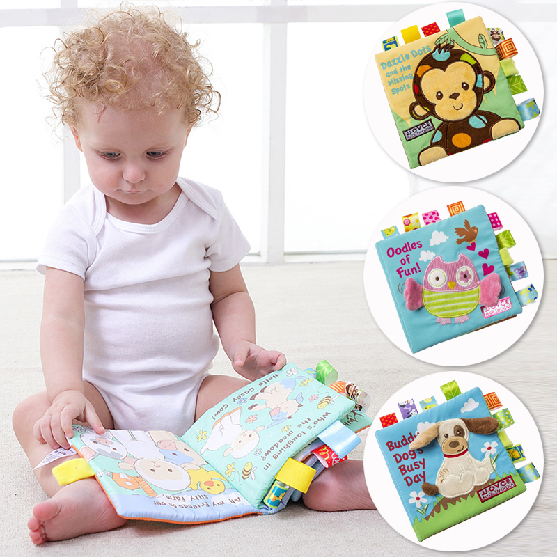 (monkey 616) Animal Style Monkey/Owl/Dog Newborn Baby Toys Learning Educational Kids Cloth Books Cute Infant Baby Fabric Book Ratteles Toy