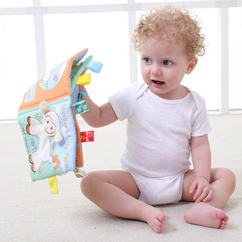 (monkey 616) Animal Style Monkey/Owl/Dog Newborn Baby Toys Learning Educational Kids Cloth Books Cute Infant Baby Fabric Book Ratteles Toy