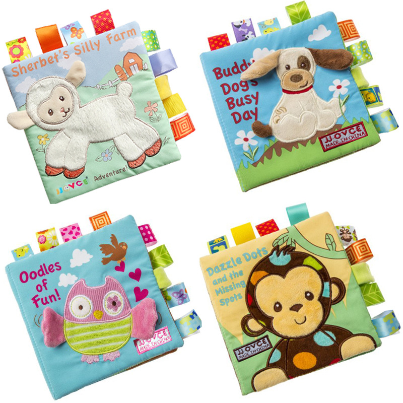 (monkey 616) Animal Style Monkey/Owl/Dog Newborn Baby Toys Learning Educational Kids Cloth Books Cute Infant Baby Fabric Book Ratteles Toy