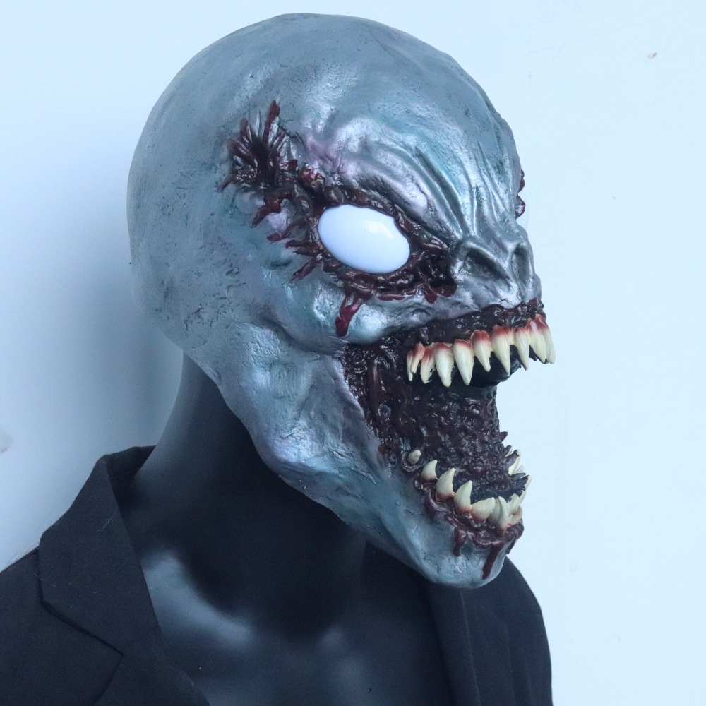 (Long Deadpool) Mask Alien Demon Headgear Halloween Scary Latex Funny Party Cos Prop Thrilling Shape