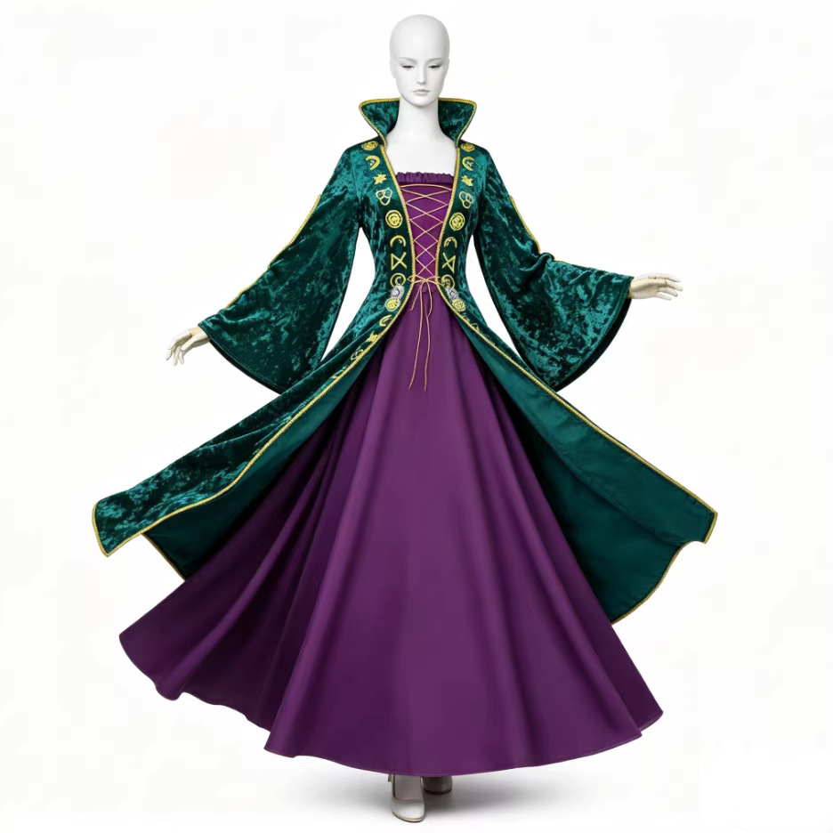 (110cm) Winifred Dress Hocus Pocus Cosplay Costume Halloween Medieval Performance Outfit