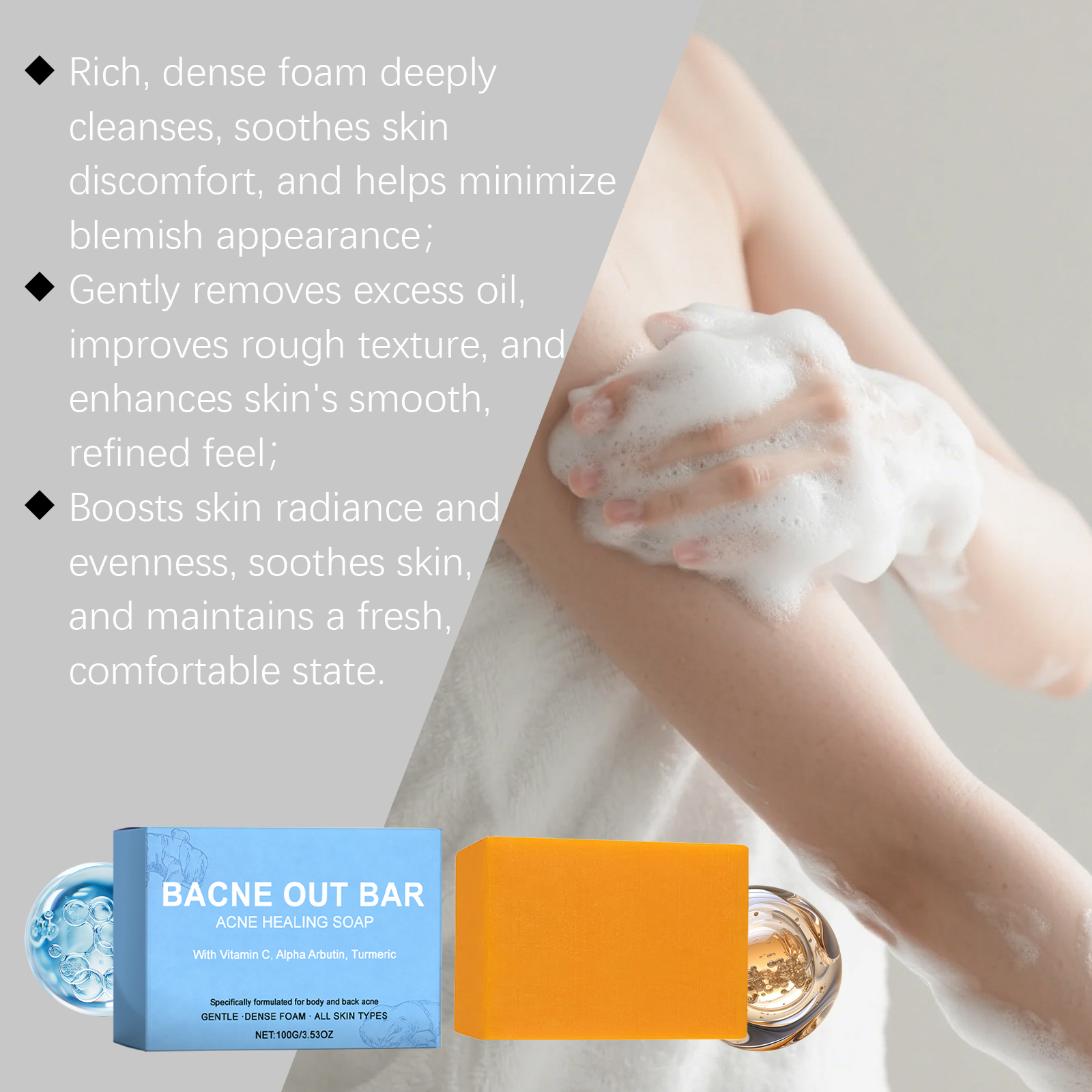 Body Soap Gentle Clean Skin Hydrate Soft Bright Gloss Purify Fresh Clear Bath Care