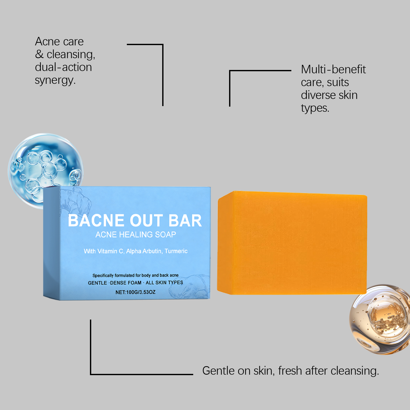 Body Soap Gentle Clean Skin Hydrate Soft Bright Gloss Purify Fresh Clear Bath Care