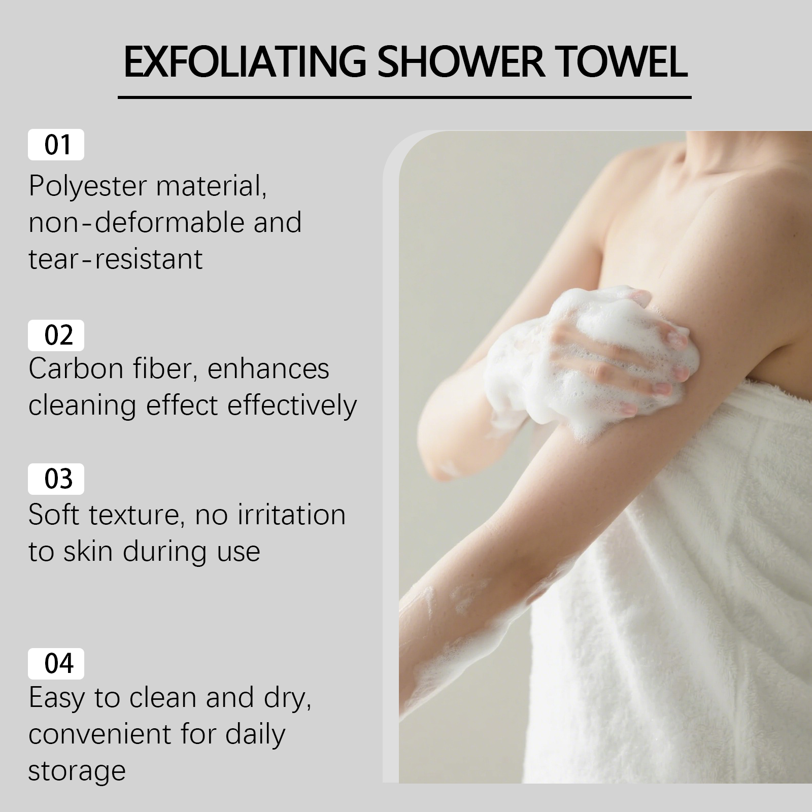 Body Cleansing Bath Towel Deep Clean Smooth Exfoliate Skin Bath Scrubber Comfort Household Daily Shower Use