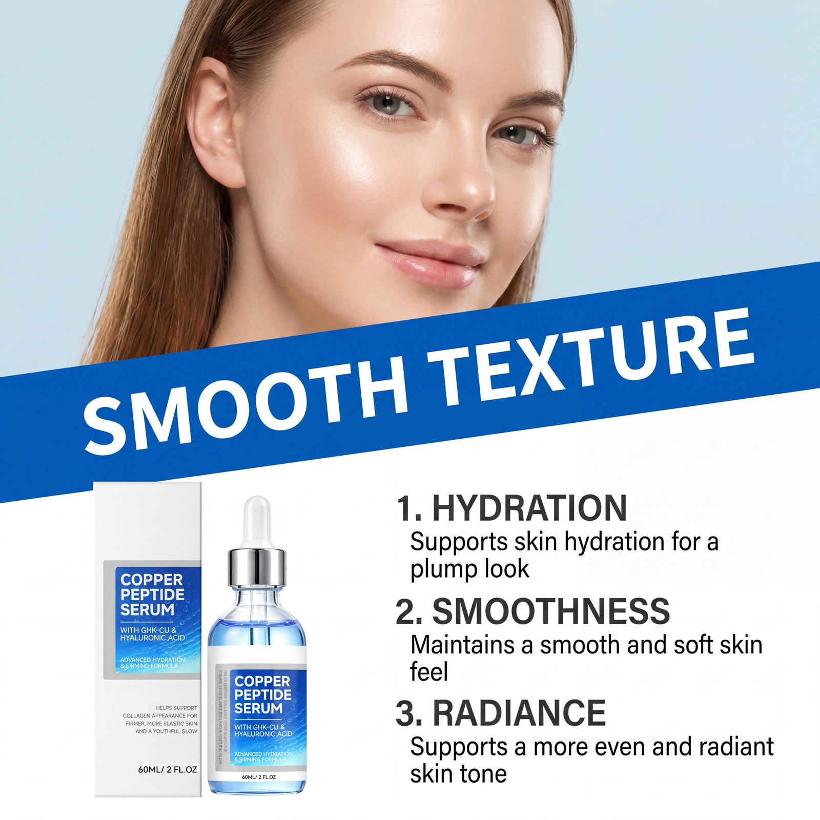 Copper Peptide Moisturizing Essence Liquid Refreshing Nourishing Delicate Mild Hydrating Easy To Spread Facial Skin Care Serum