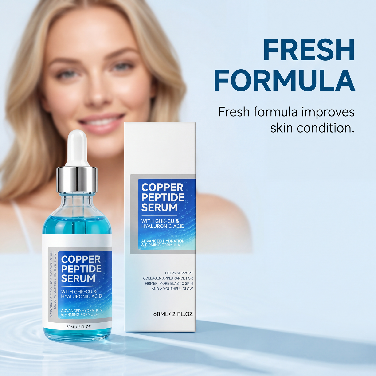 Copper Peptide Moisturizing Essence Liquid Refreshing Nourishing Delicate Mild Hydrating Easy To Spread Facial Skin Care Serum