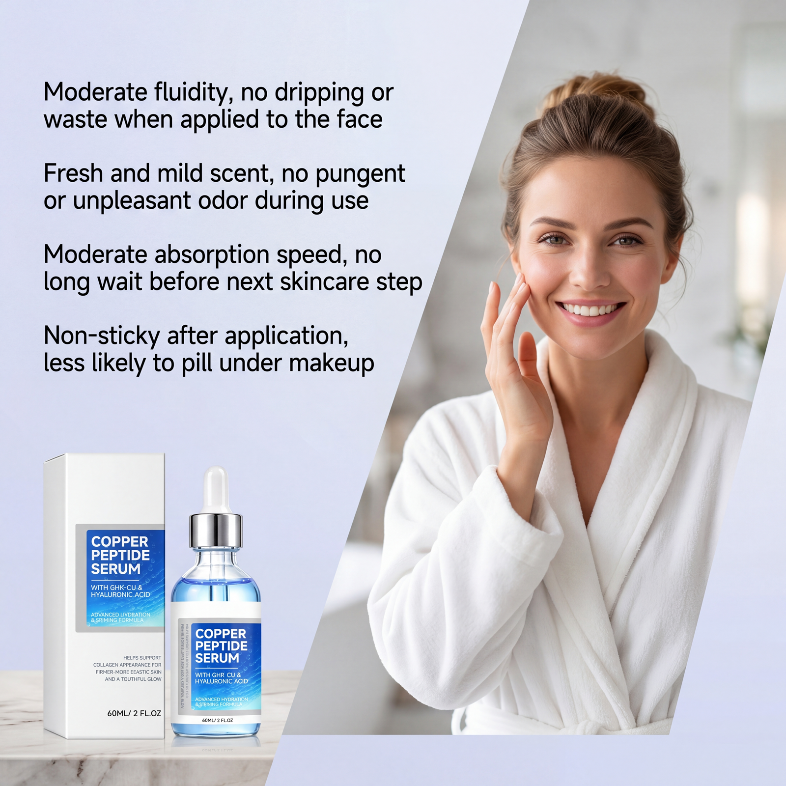 Copper Peptide Moisturizing Essence Liquid Refreshing Nourishing Delicate Mild Hydrating Easy To Spread Facial Skin Care Serum