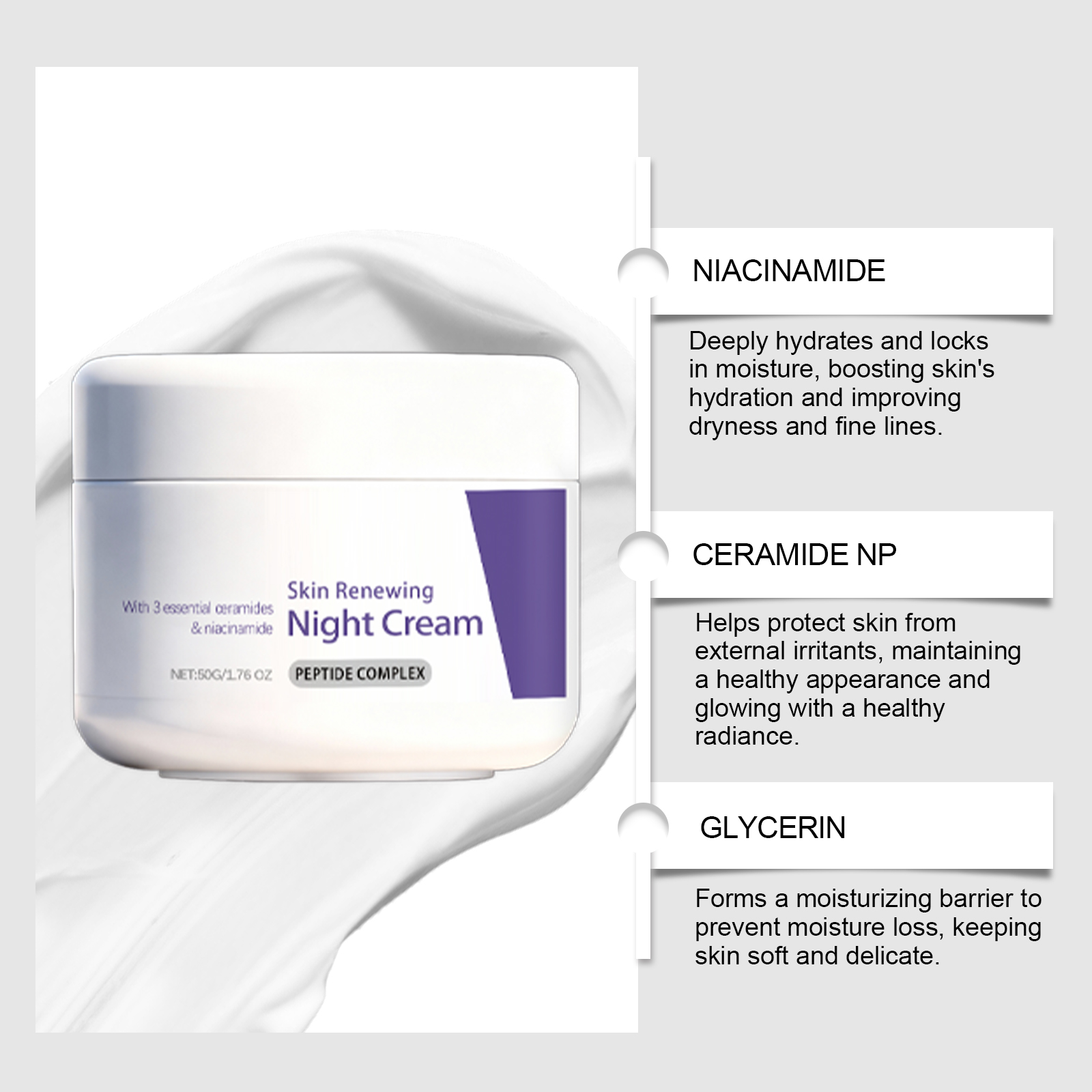 Night Facial Skin Care Cream Soft Hydrating Lightweight Fast Absorb Daily Moisturizer For Face Skin