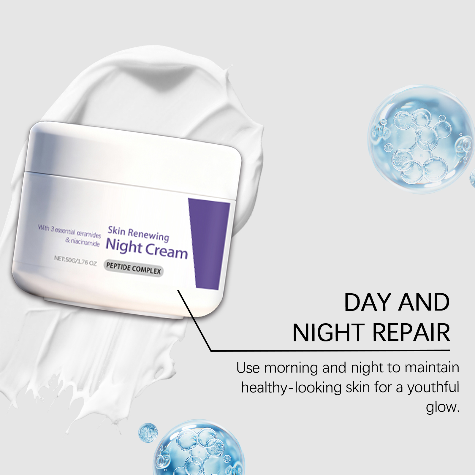 Night Facial Skin Care Cream Soft Hydrating Lightweight Fast Absorb Daily Moisturizer For Face Skin