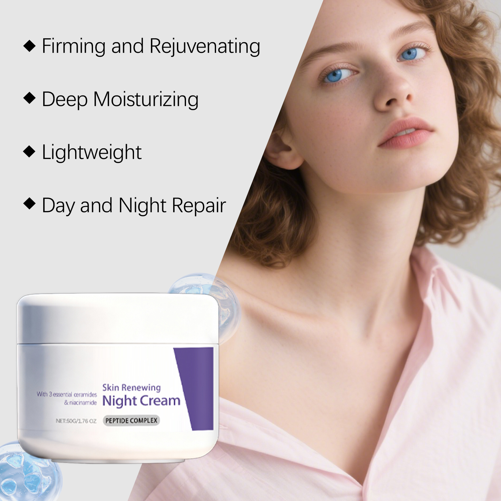 Night Facial Skin Care Cream Soft Hydrating Lightweight Fast Absorb Daily Moisturizer For Face Skin
