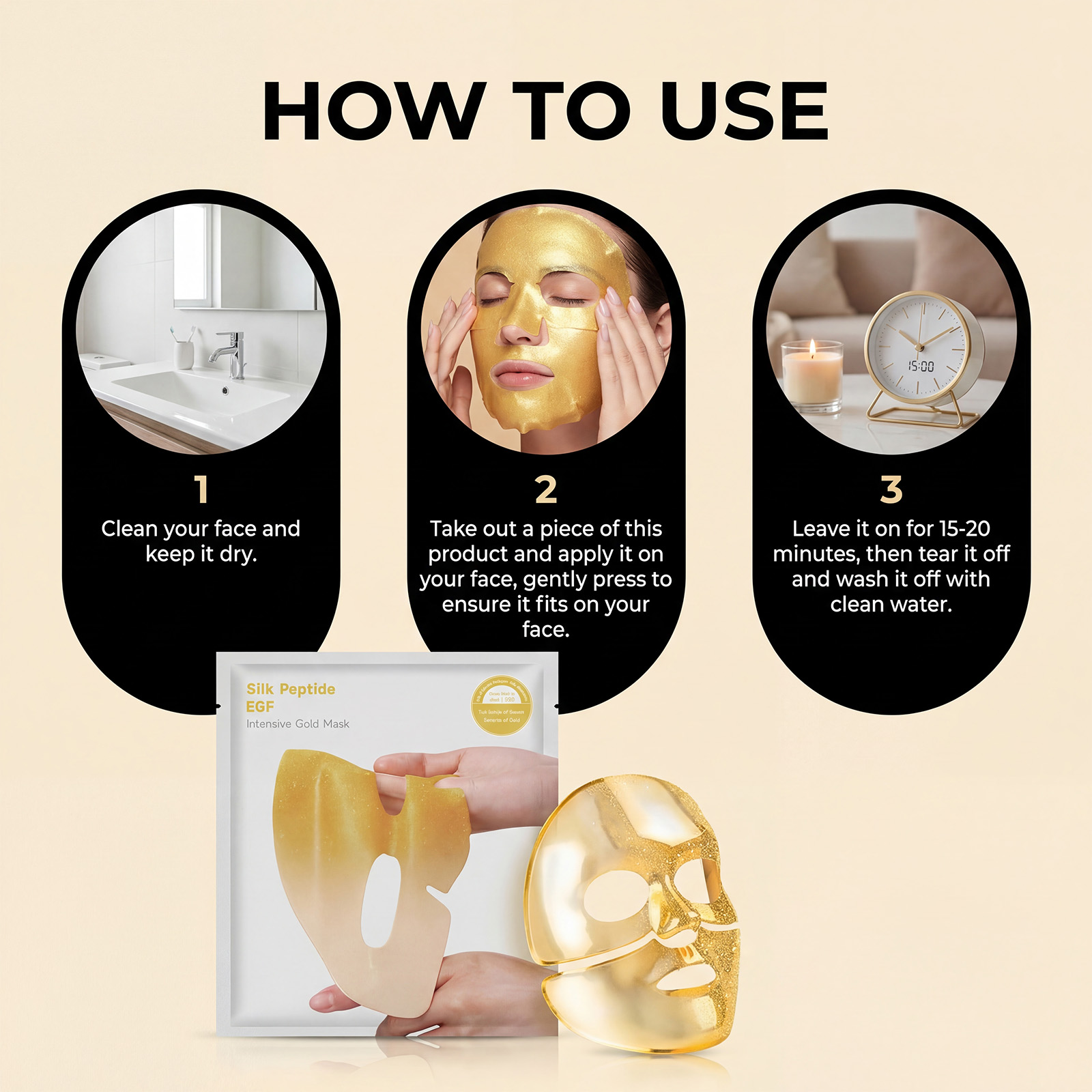 Golden Moisturizing Facial Mask Daily Mild Hydrating Nourishing Fine Silky Brightening Face Skin Care