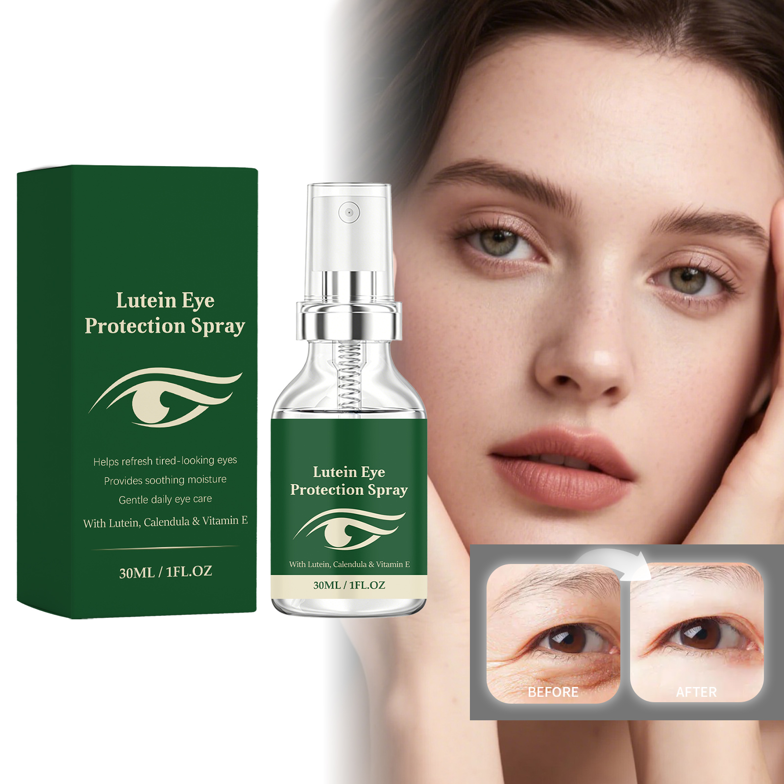 Eye Protection Spray With Lutein Fine Mist Non Irritating Non Smudging Moisturizing For Skin Around Eyes