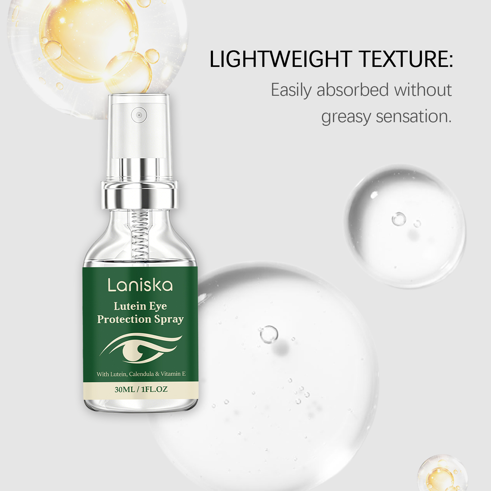 Eye Protection Spray With Lutein Fine Mist Non Irritating Non Smudging Moisturizing For Skin Around Eyes