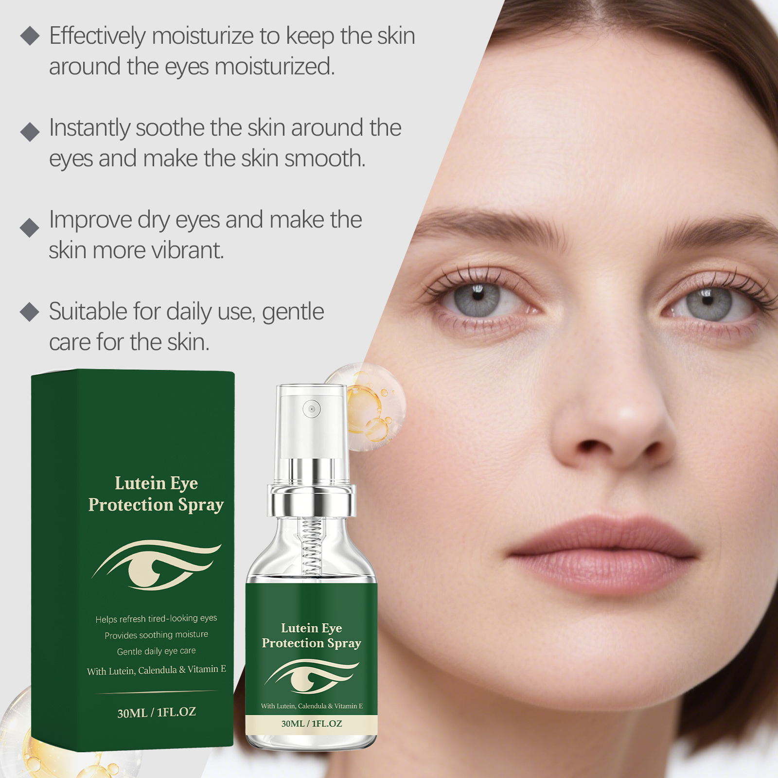 Eye Protection Spray With Lutein Fine Mist Non Irritating Non Smudging Moisturizing For Skin Around Eyes