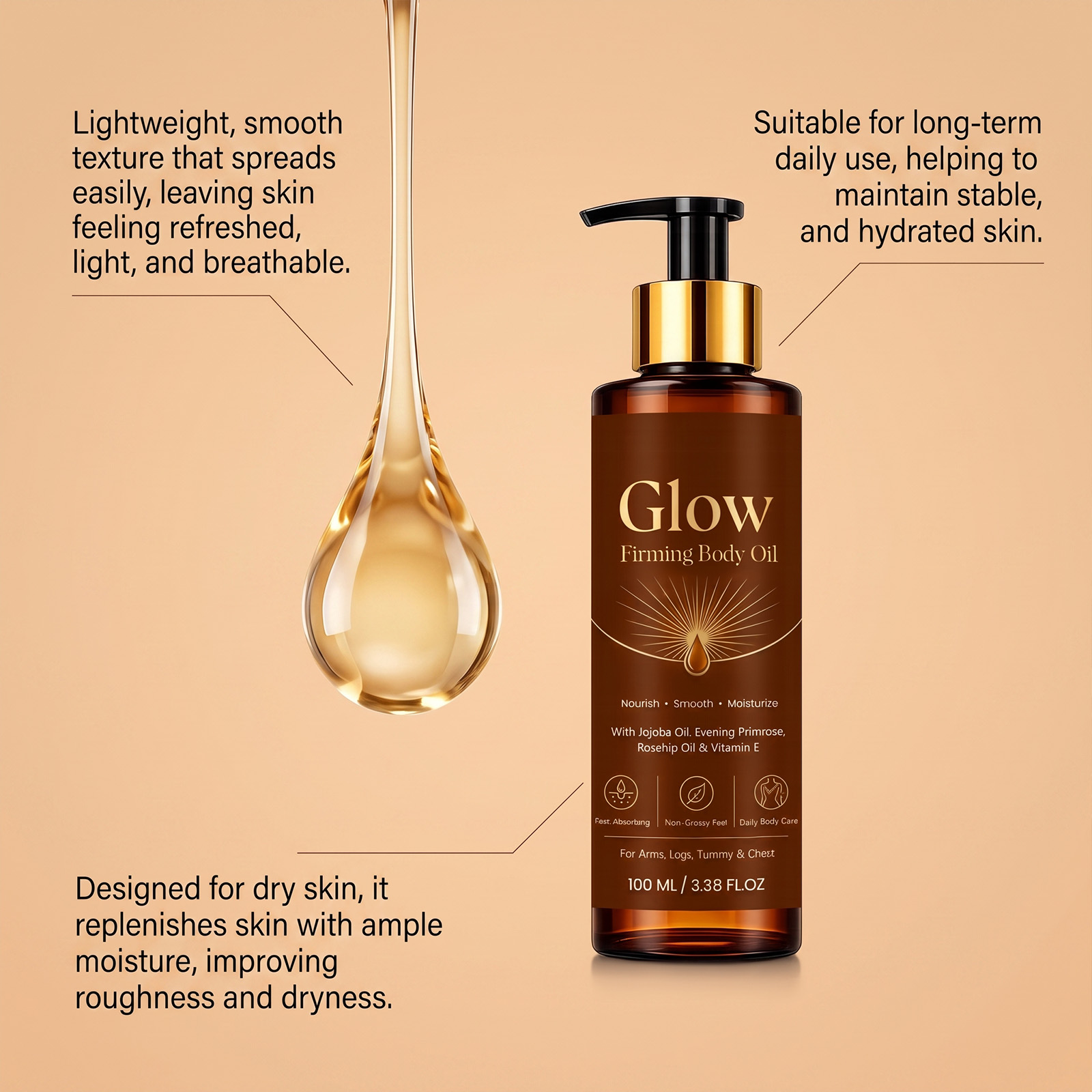 Brightening Body Care Oil Silky Smooth Hydrating Refreshing Moisturizing Gentle Skin Daily Massage Lotion