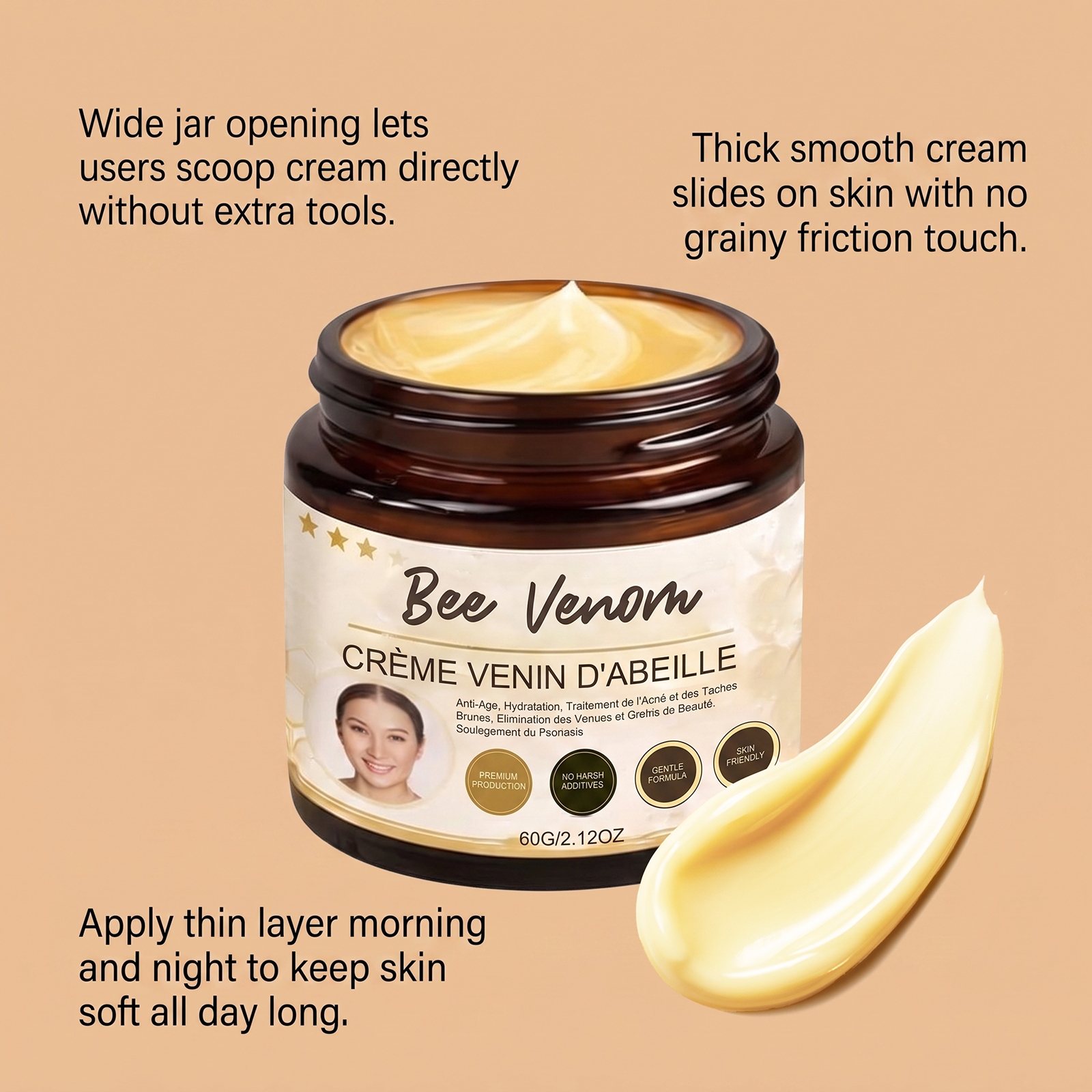 Bee Venom Skin Smoothing Cream Mild Ingredients Moisturizing Cleansing Body Partial Skin Daily Smooth Care