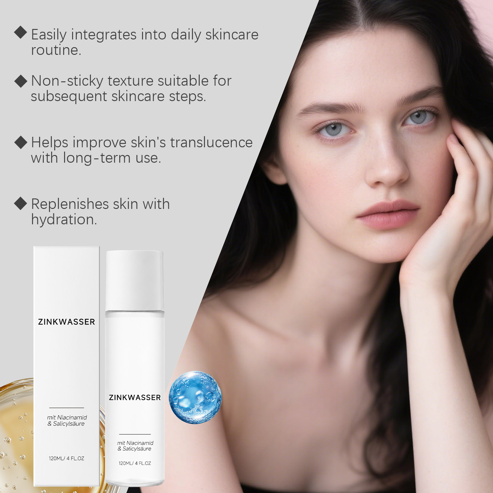 Salicylic Acid Moisturizing Facial Toner Mild Hydrating Nourish Smooth Delicate Skin Care Face