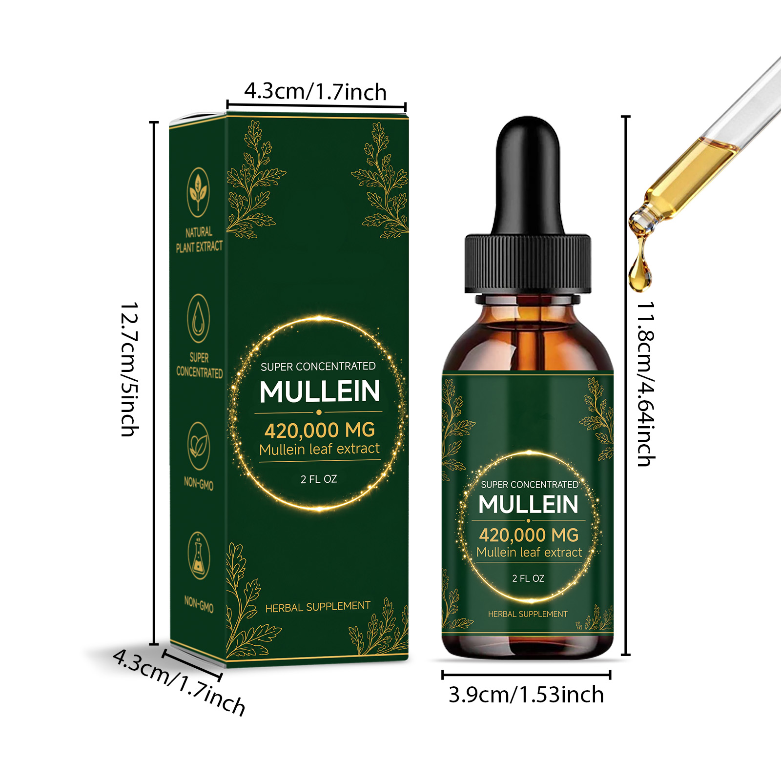 Mullein Nutrition Drops Mild Herbal Formula Gentle Care Daily Portable Body Supplement Treatment