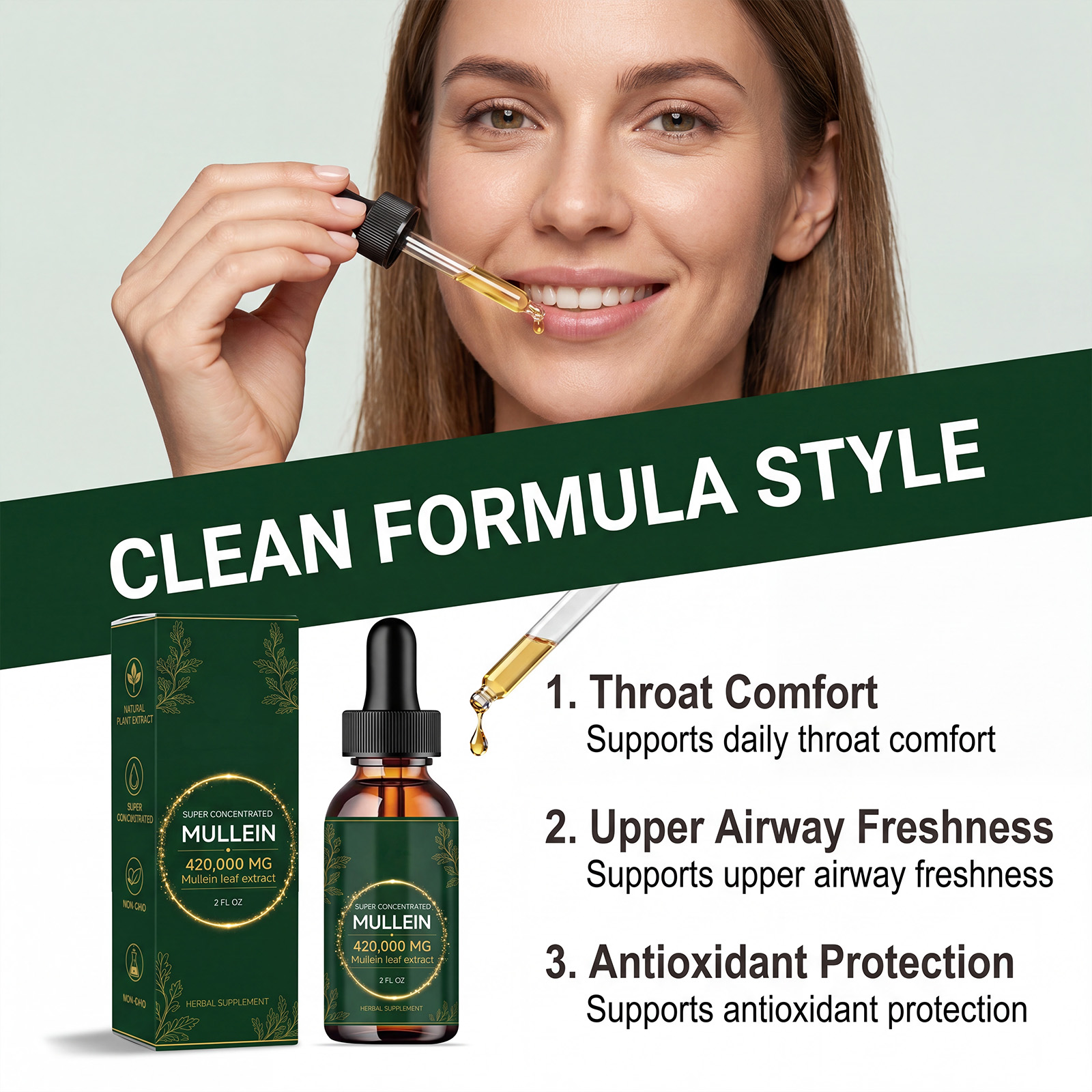 Mullein Nutrition Drops Mild Herbal Formula Gentle Care Daily Portable Body Supplement Treatment