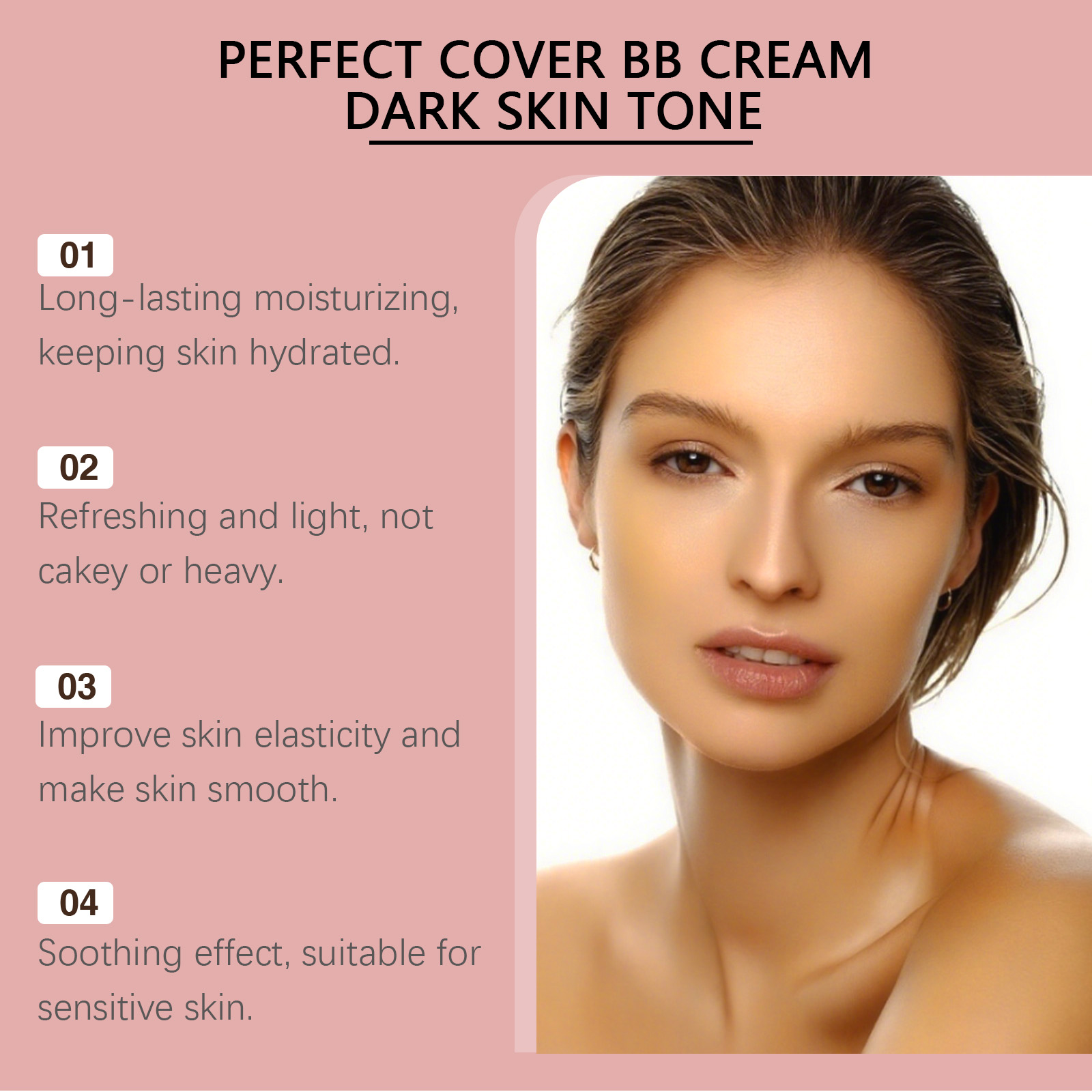 Dark Skin Soft Concealing Bb Cream Light Hydrating Bright Matte Sheer Fine Texture Moist Facial Makeup