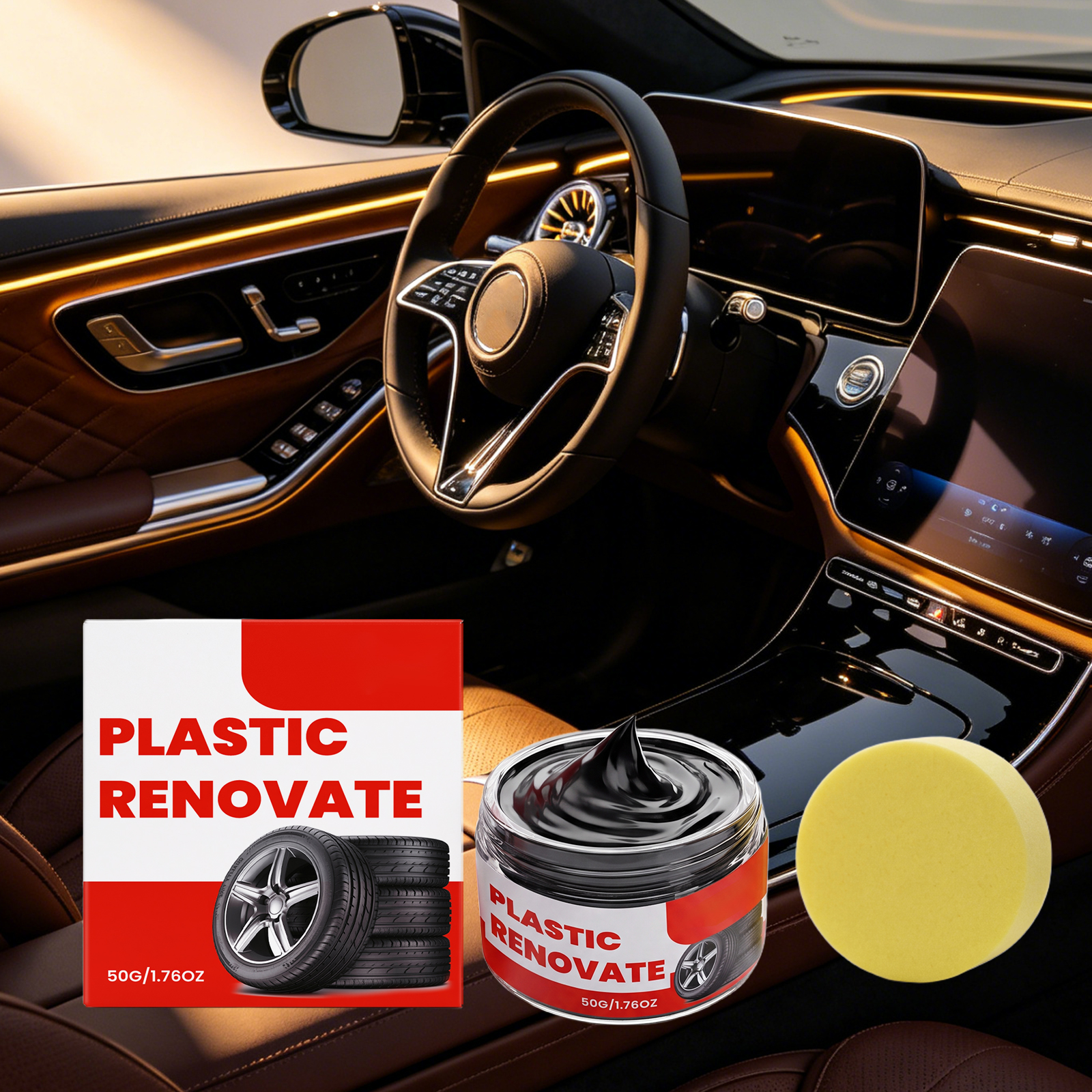 Plastic Renovation Paste Auto Gloss Renew Maintenance Interior Exterior All Plastic Parts Daily Cleaning Care