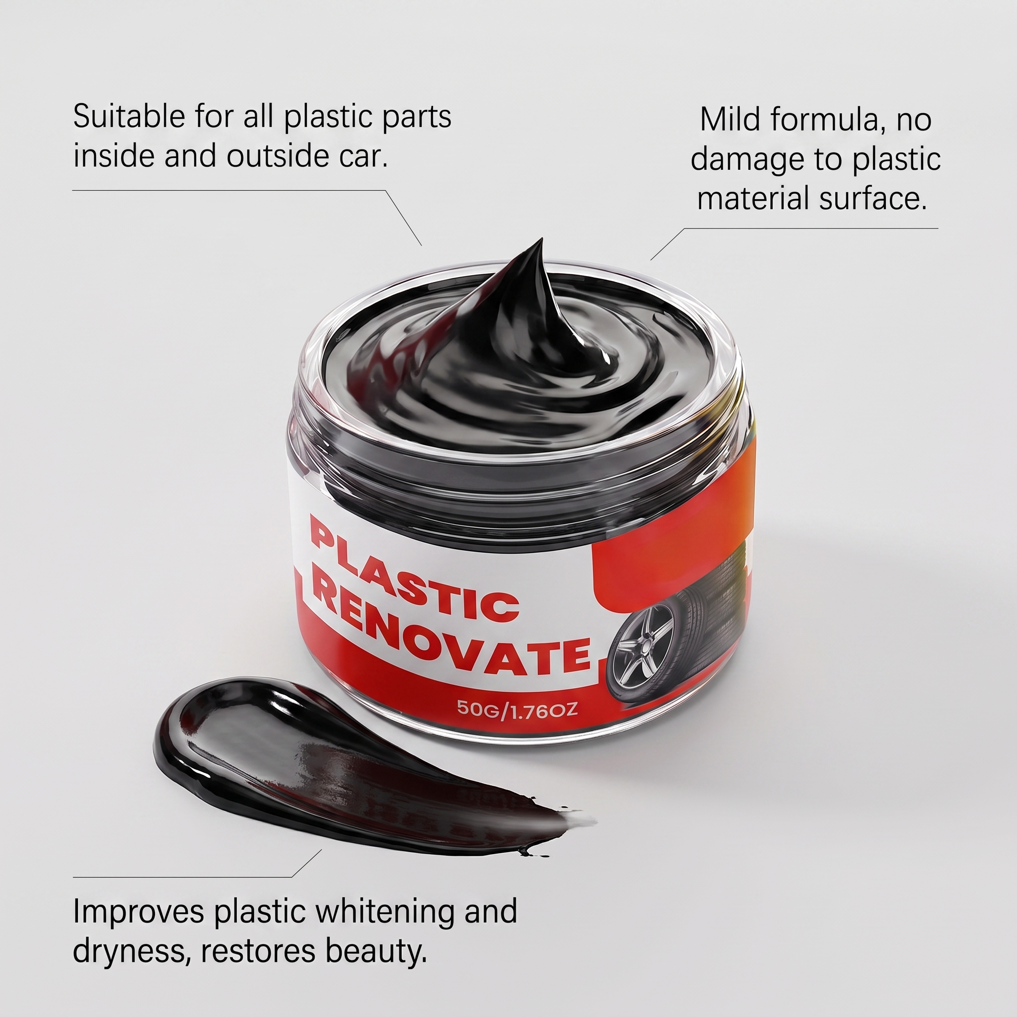 Plastic Renovation Paste Auto Gloss Renew Maintenance Interior Exterior All Plastic Parts Daily Cleaning Care