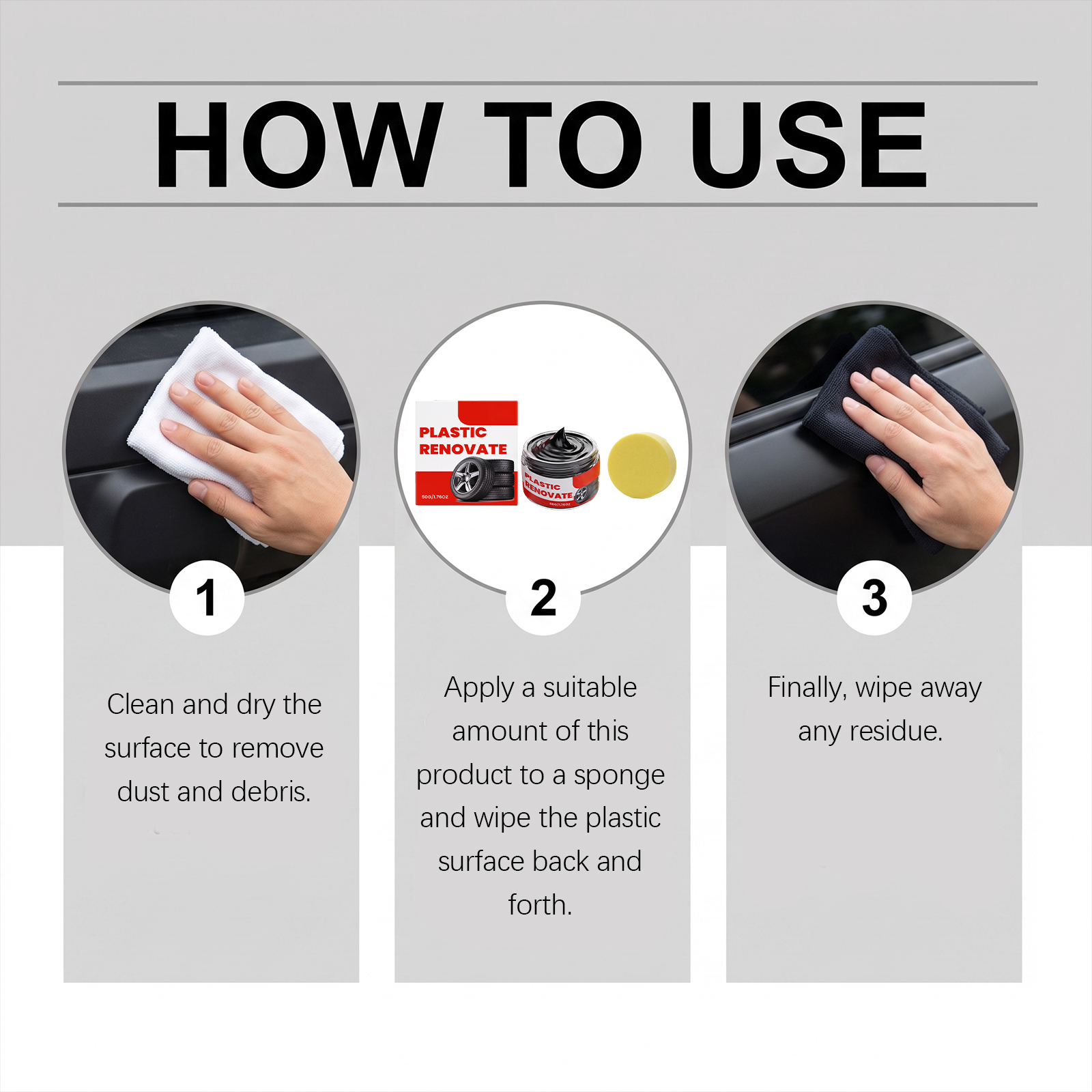 Plastic Renovation Paste Auto Gloss Renew Maintenance Interior Exterior All Plastic Parts Daily Cleaning Care