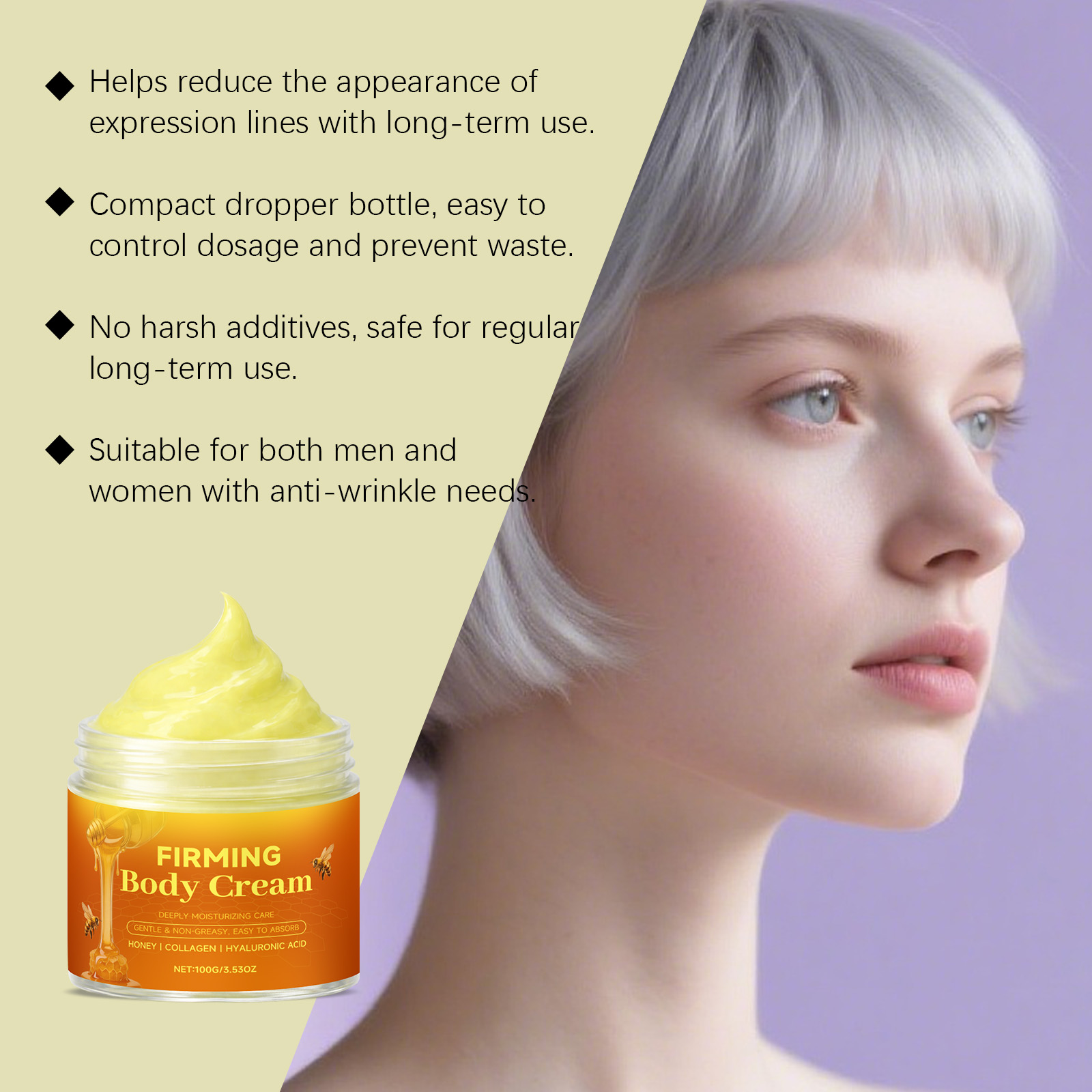 Honey Cream Mild Moisturizing Skin Facial Hydrating Refreshing Soft Smooth Glossy Nourishing Smearing Cream