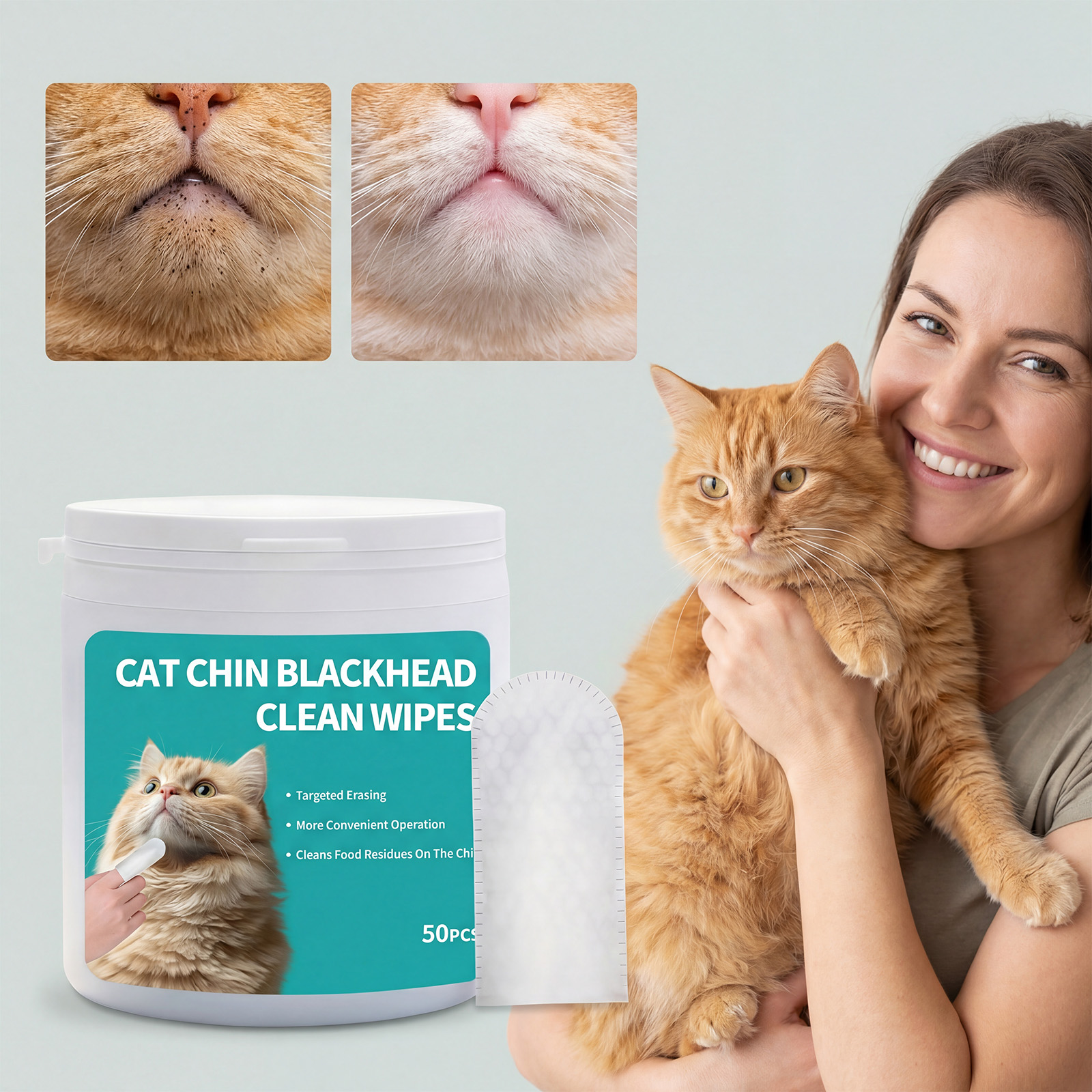 Cat Cleaning Chin Finger Wipes Mild Purify Pet Hair Neat Comfort Fresh