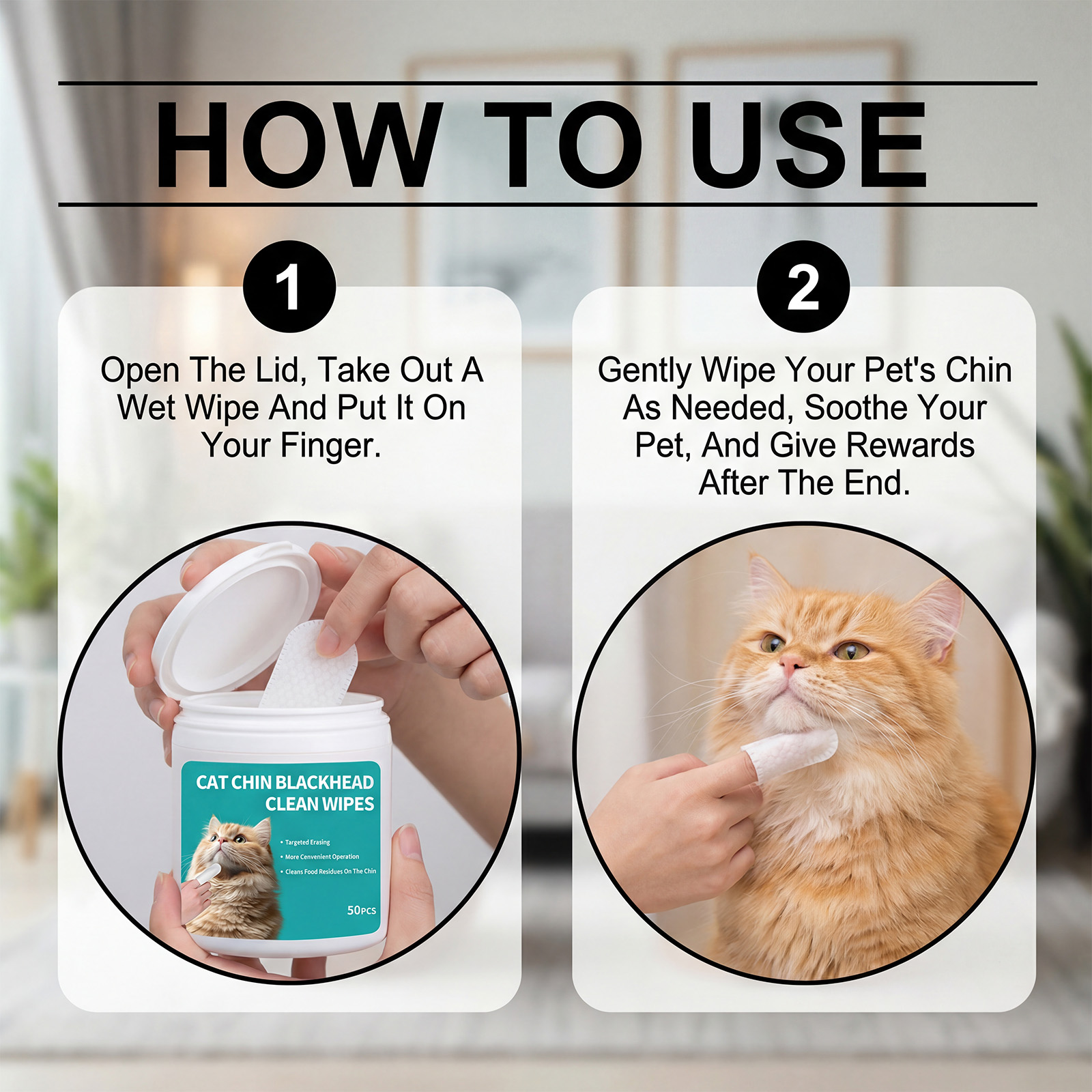 Cat Cleaning Chin Finger Wipes Mild Purify Pet Hair Neat Comfort Fresh