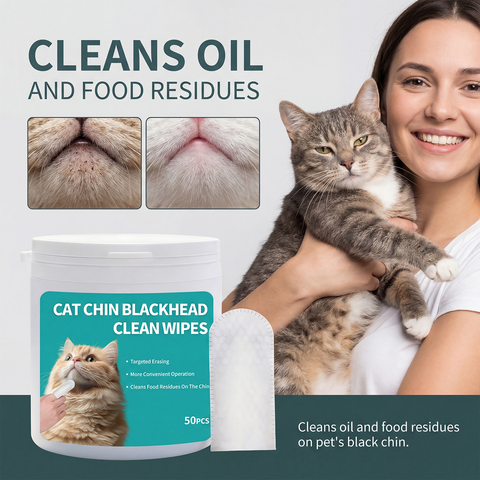 Cat Cleaning Chin Finger Wipes Mild Purify Pet Hair Neat Comfort Fresh