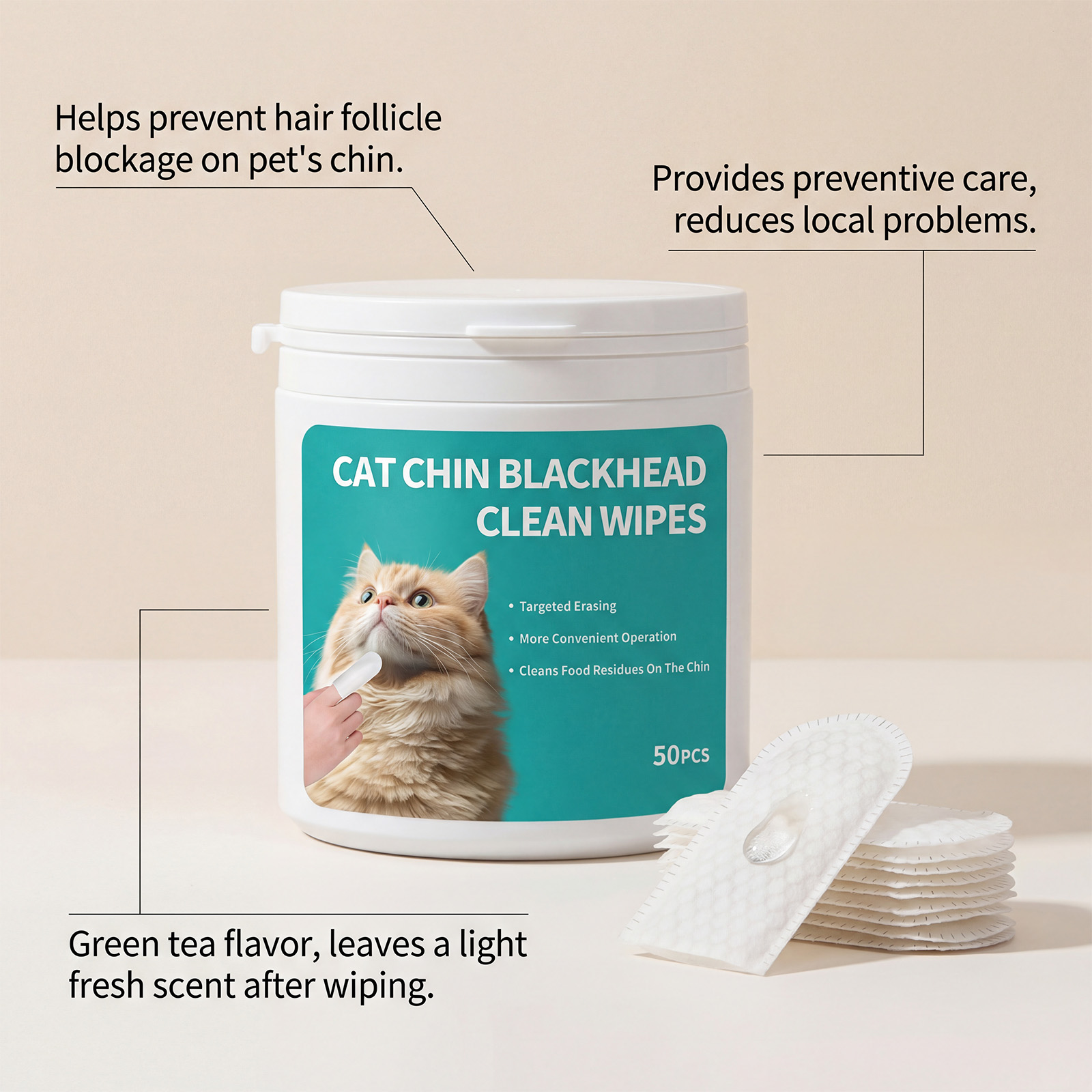 Cat Cleaning Chin Finger Wipes Mild Purify Pet Hair Neat Comfort Fresh