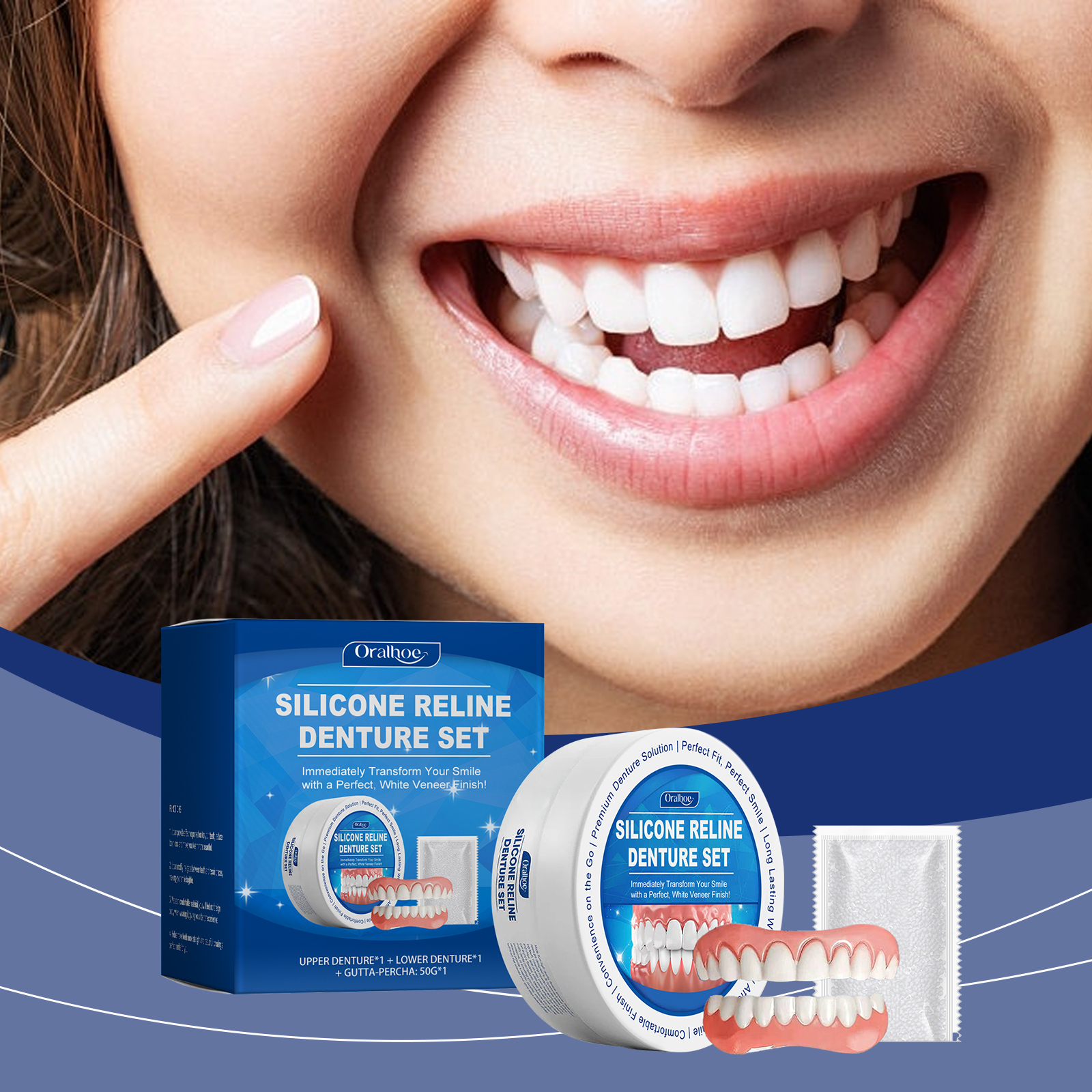 Reshape Dental Veneers Improve Smile Aesthetic Comfort Material Complete Denture Kit