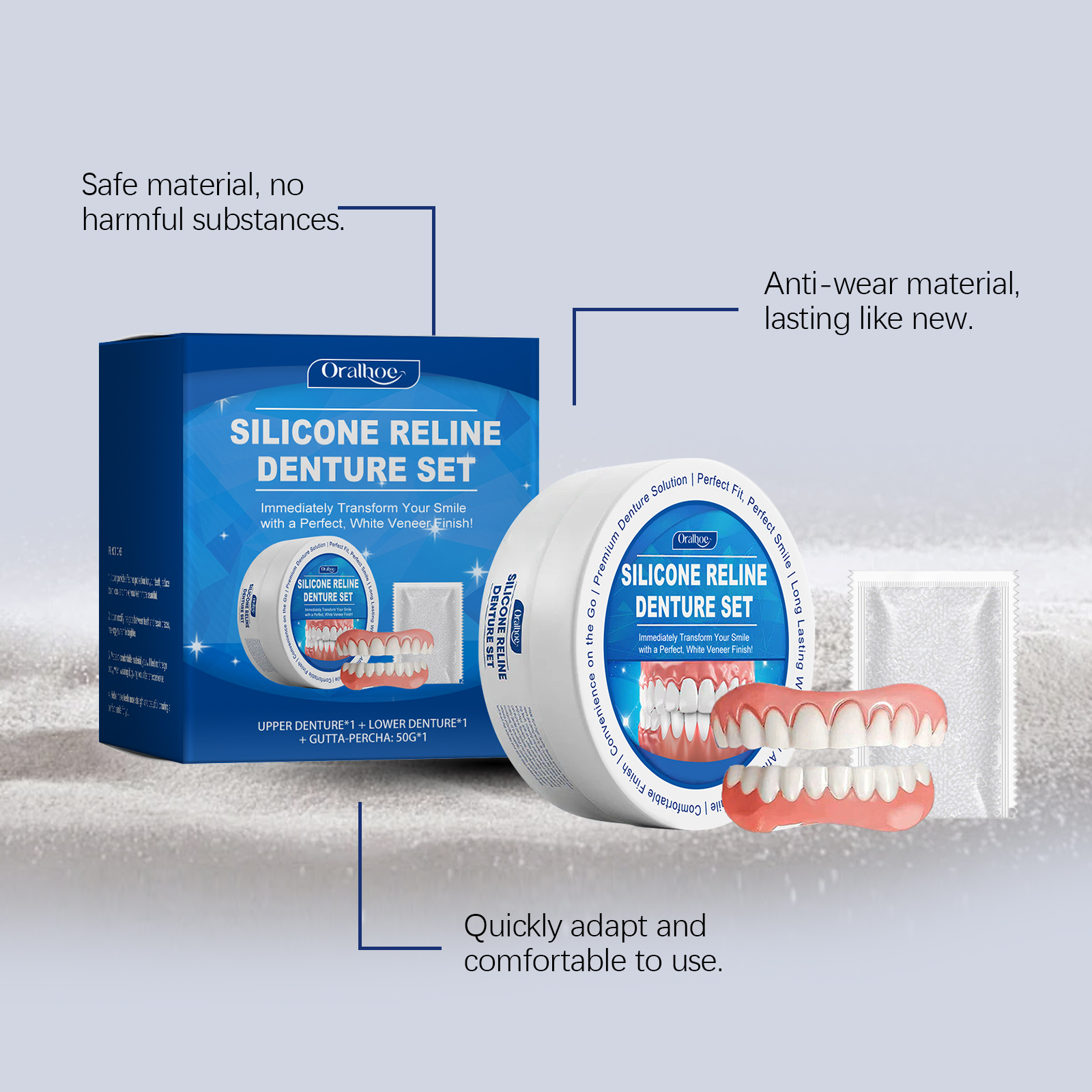 Reshape Dental Veneers Improve Smile Aesthetic Comfort Material Complete Denture Kit
