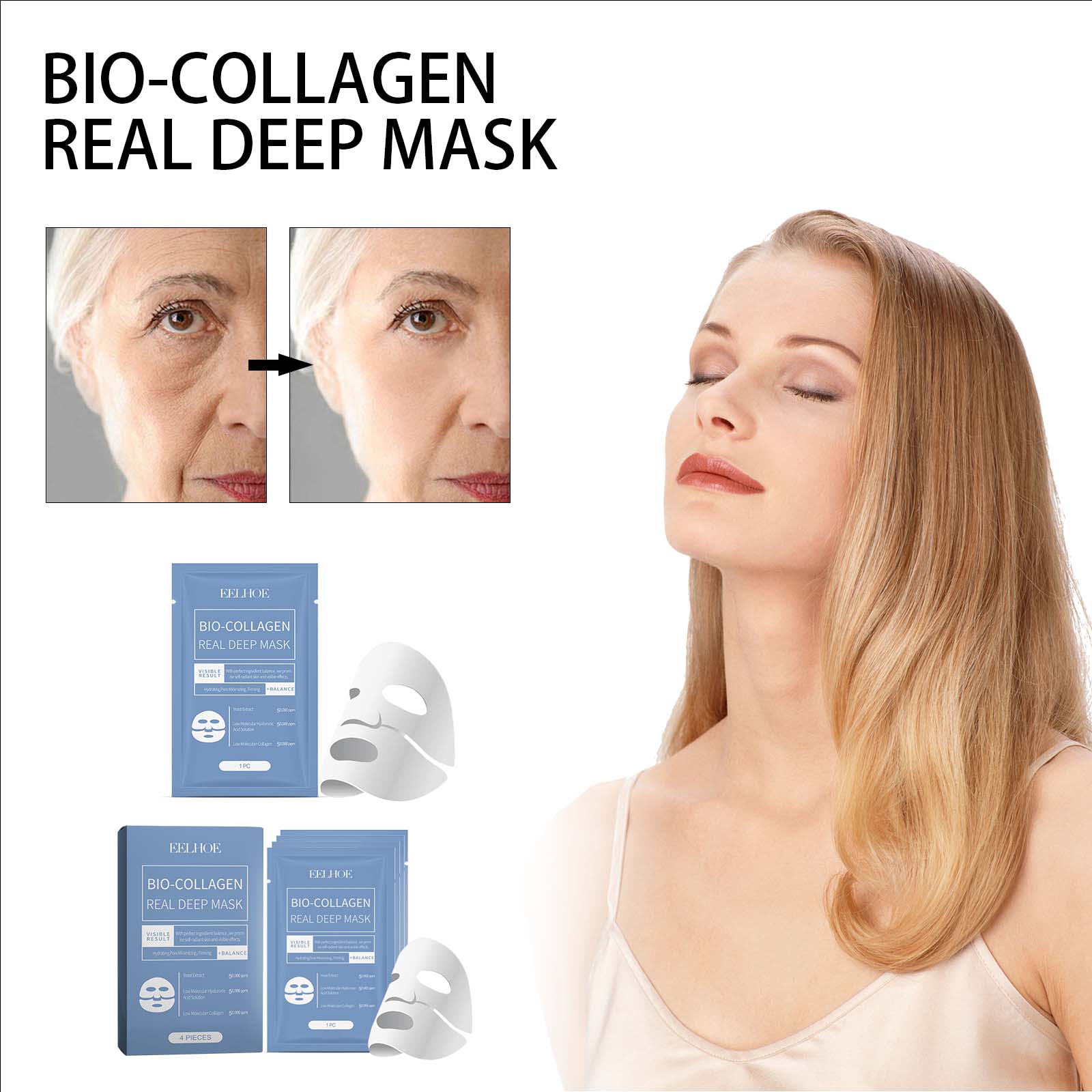 Collagen Face Mask Sheet Hydrating Moisturizing Skin Nourishing For Glowing Complexion Daily Facial Care