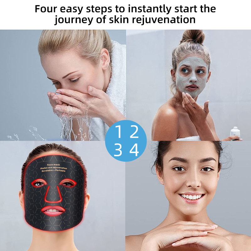 (Only Light Therapy Face Mask) Light Therapy Face Masks Red Light Face Mask 850Nm Near Infrared Therapy Light Therapy Skin Mask Led Therapy Mask 4 Color At-Home LED Red Light Therapy Mask
