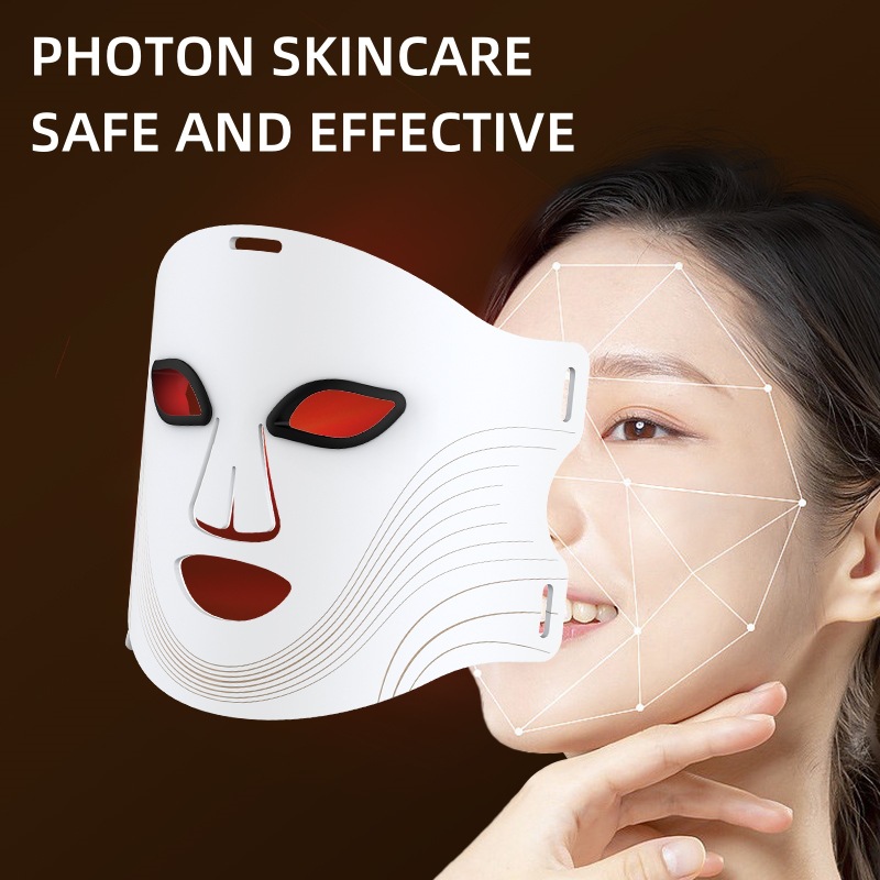 (4 Colors Light Therapy Mask) LED Red Light Facial Therapy Mask Photon Mask Home Beauty Skincare Device Women Personal Care Portable Version Beauty Device
