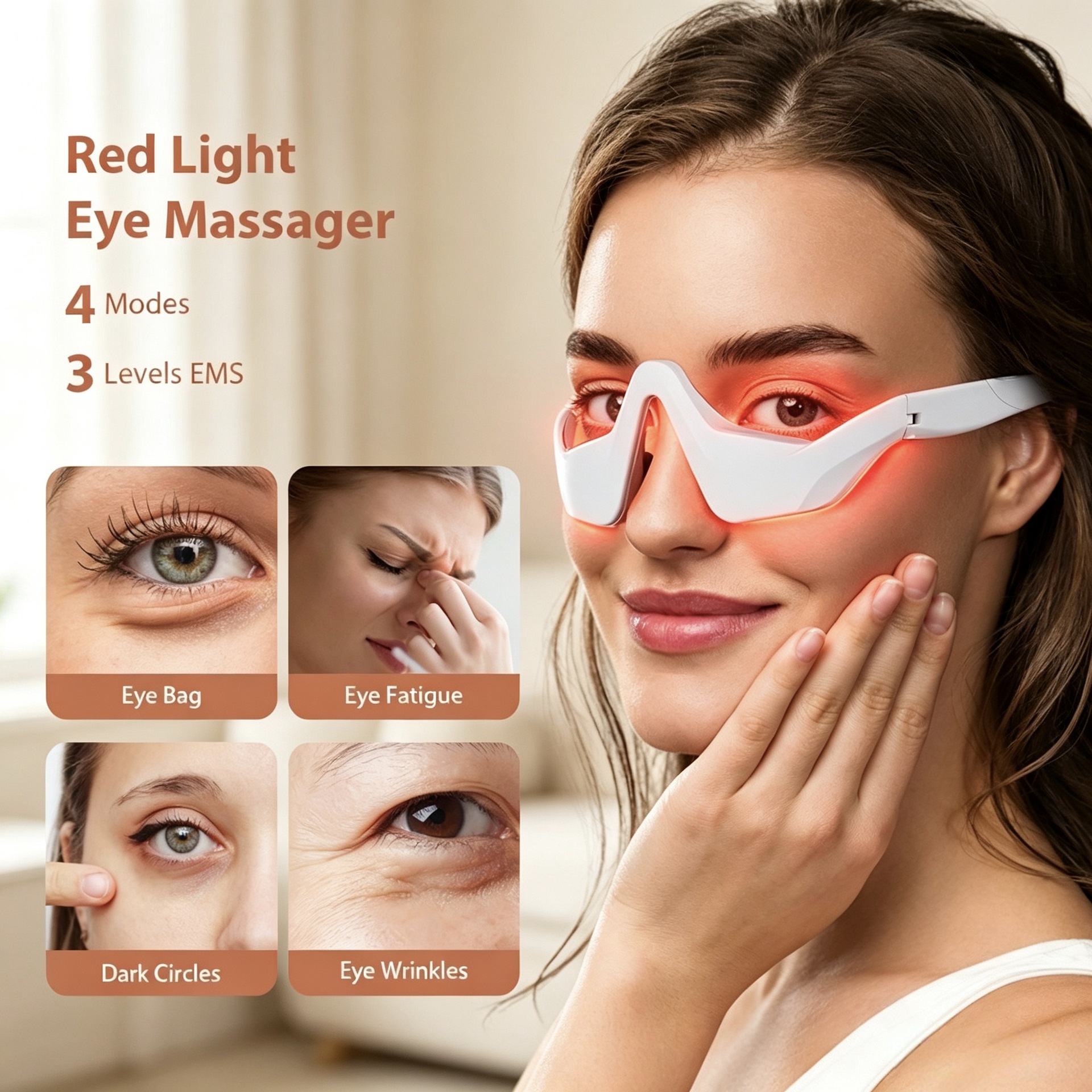 Eye Massager 3D Eyes Relax Massager Fatigue Relief Lighten Dark Circles Beauty Eye Care Microcurrent Eye Massager Red Light Eye Care Device Eye Massager Home