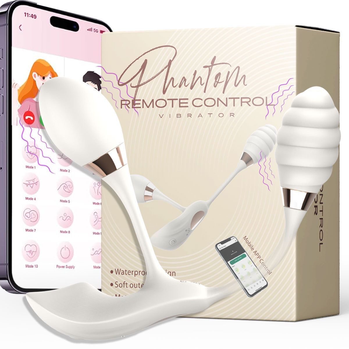 (White Remote~Controlled) Wearable Vibrating Egg  Massagers Adult Sex Toy Female Masturbator Bullet Wand APP Remote Control Couples Intimacy Long-Distance Relationship
