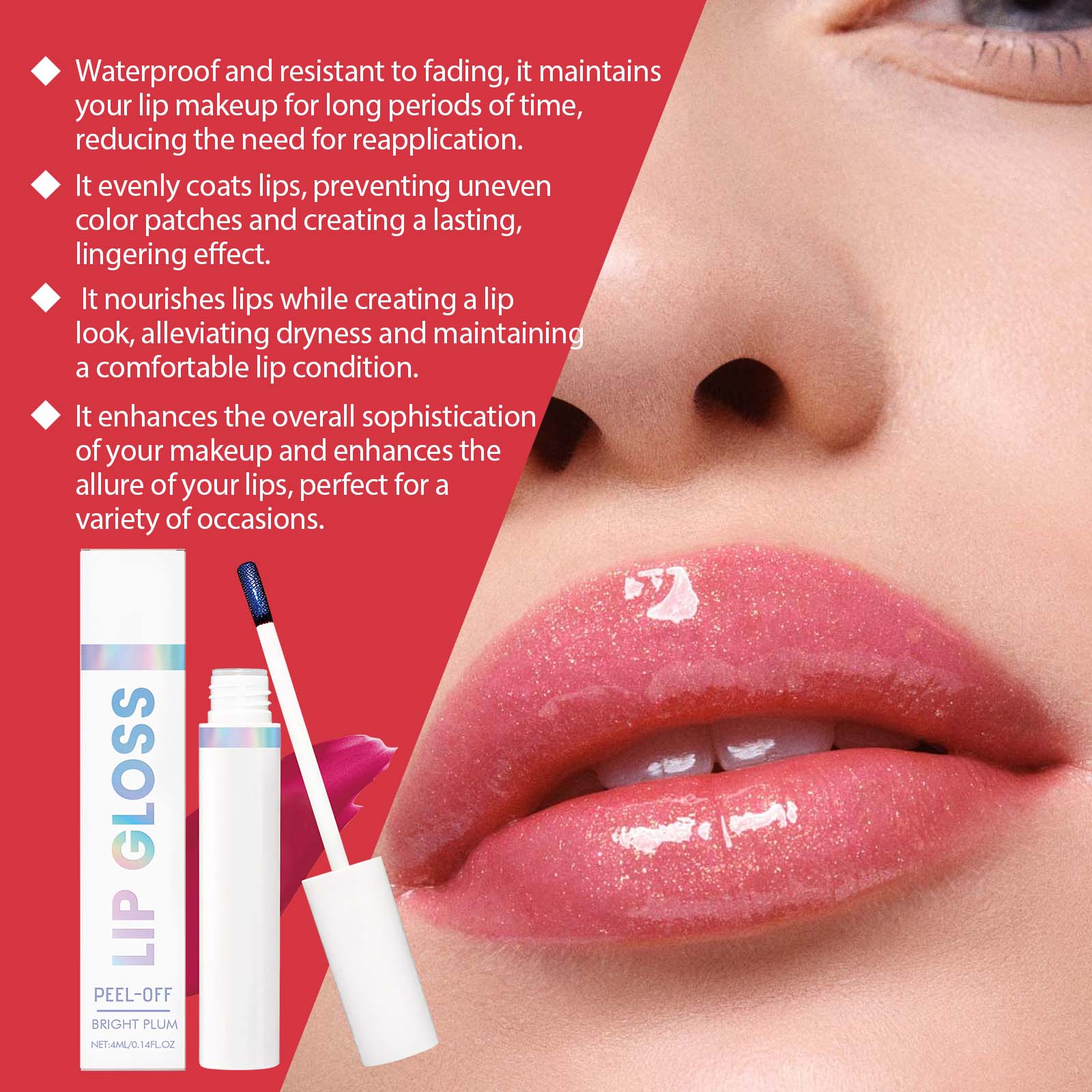 Peel Off Lip Tint Rose Red Moisturizing Long Lasting Easy Color For Daily Lip Makeup