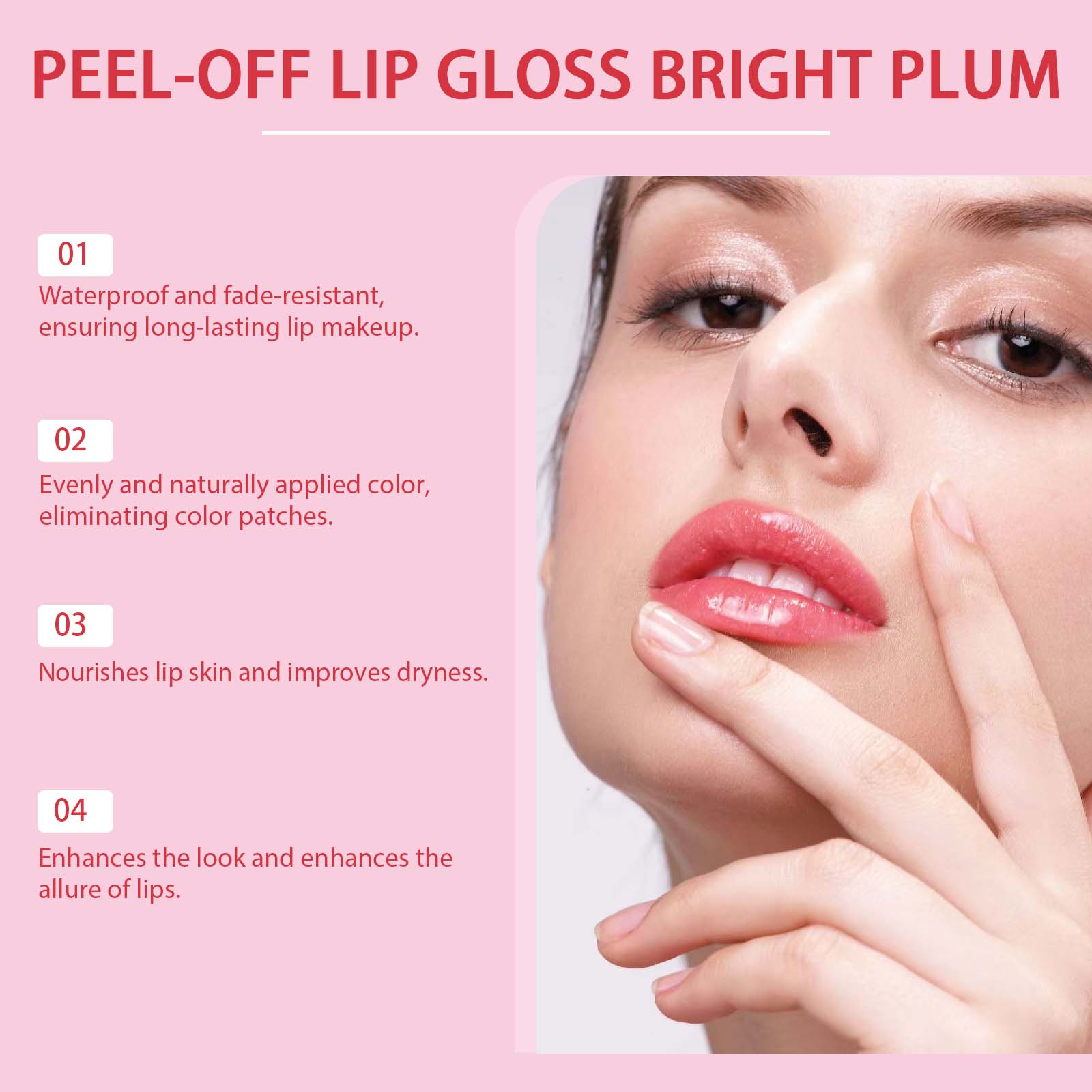Peel Off Lip Tint Rose Red Moisturizing Long Lasting Easy Color For Daily Lip Makeup