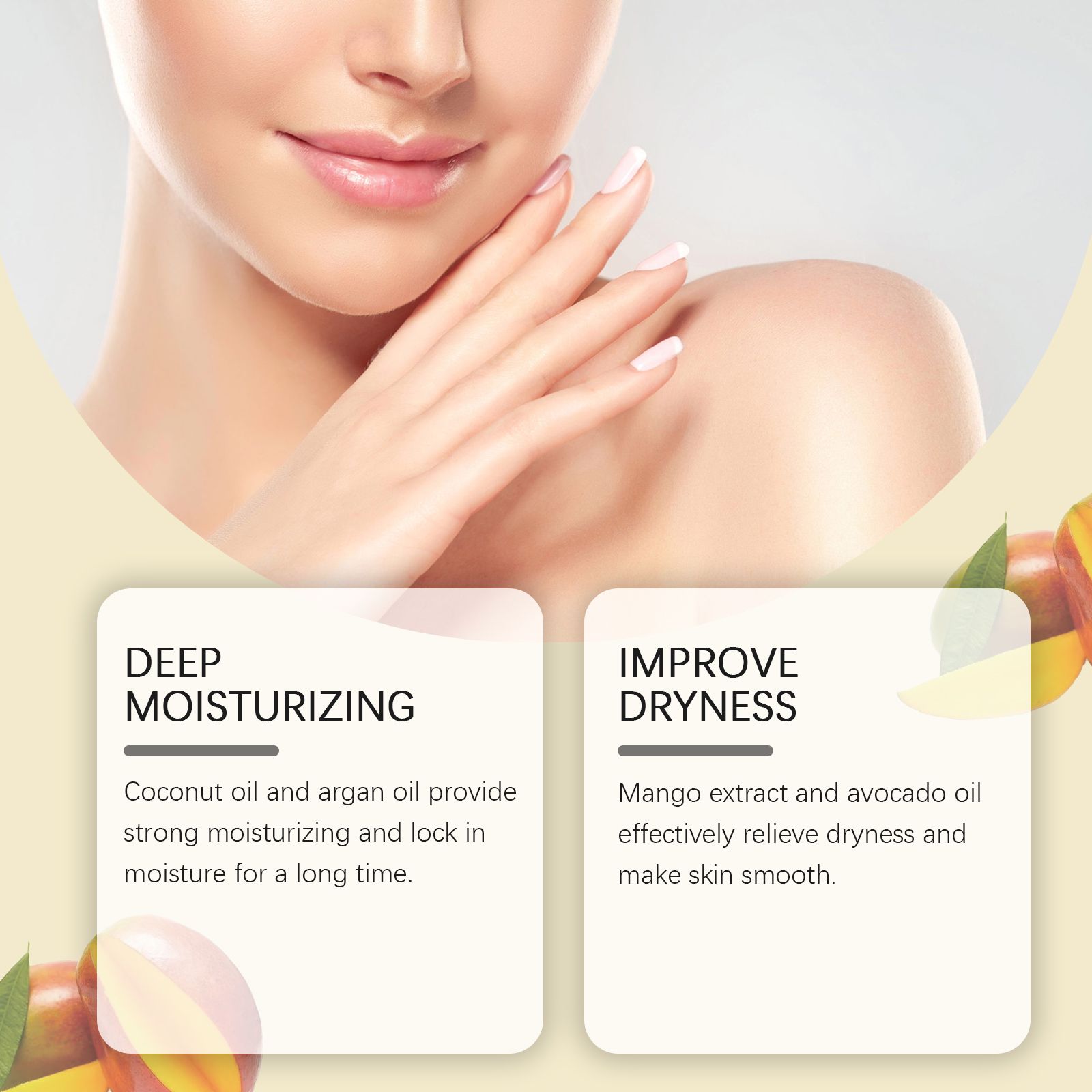 Mango Moisturizing Body Cream Coconut Oil Argan Oil For Hydrating And Smooth Skin