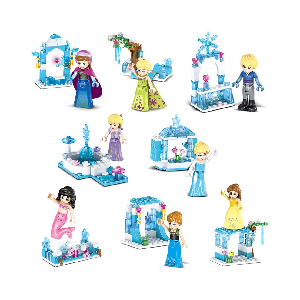 8 in1 Mermaid Ice Girl Castle Minifigures Compatible Toys Fit Lego