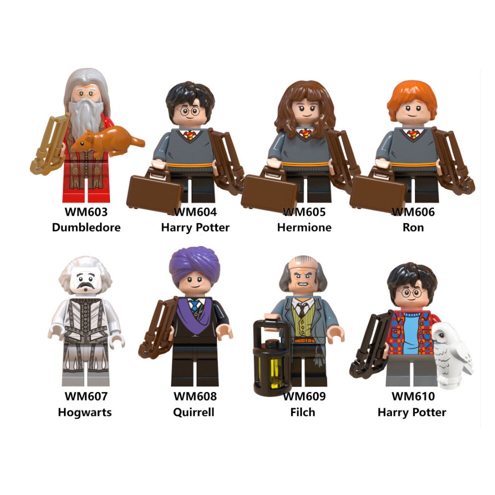 Harry Potter Minifigures Ron Hermione Building Kit 8Pcs Wizarding World Building Toy Set Fit Lego Collectables Mini Block Toys as DIY Advent Calendar Accessories Kids Toys Gifts