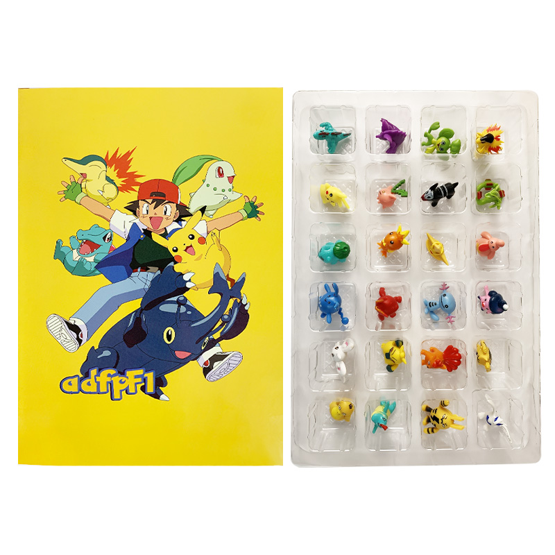 Christmas Advent Calendar Pokemon Cartoon Figures Xmas Countdown Calendar Anime Minifigures Kids Toy 2PCS Blind Box Set Gifts for Girls and Boys