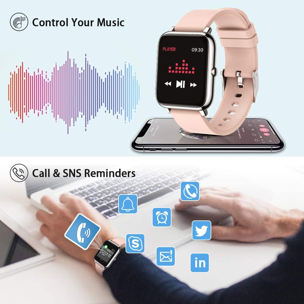 Smart Watch Sport Clock Fitness Tracker Bracelet Heart Rate Monitor Sleep IP67 Smartwatch for Android IOS Women Pink