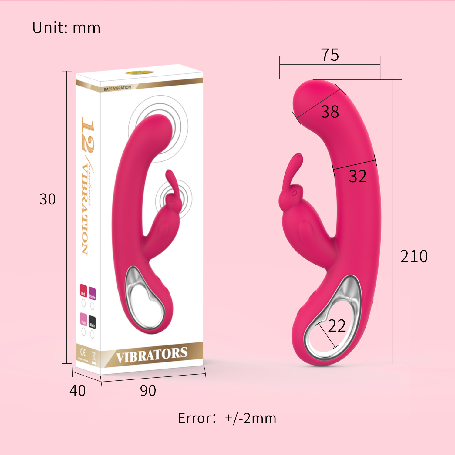 Rechargeable Rabbit Vibrators Sex Toy G spot Massager Realistic Dildo C spot Masturbator 12 Vibrating Modes and 2 Powerful Motors Women Adult Masturbation Machine