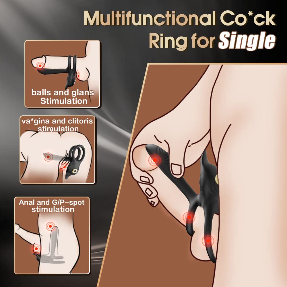 Vibrating Cock Ring 3 in 1 Penis Ring Vibrator G-Spot Clitoral Stimulator Couples Vibrator with 10 Vibration Modes Remote Control Silicone Adult Sex Toy Erection Sexual Games