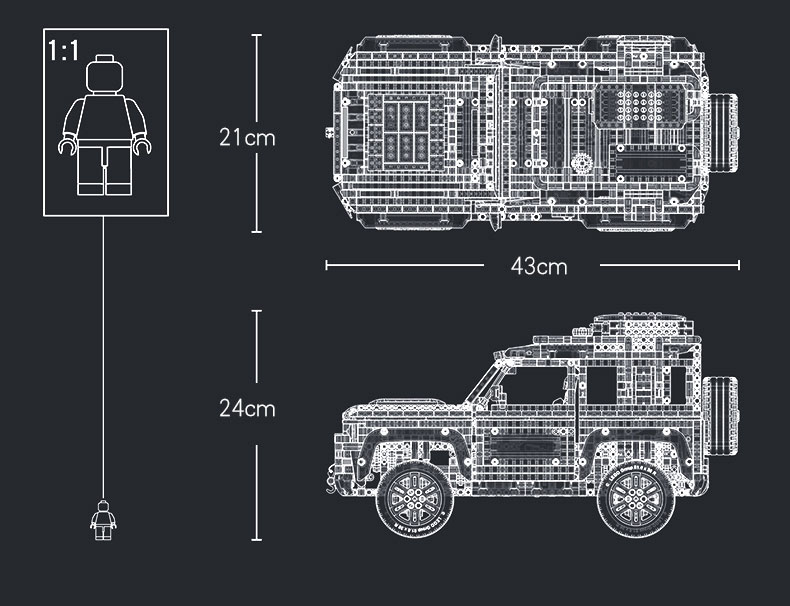 Compatible High Tech Car Series Supercar Land Rover Guardian Off-Road Vehicle Model Building Blocks Bricks 42110 Toys For Kids No Box